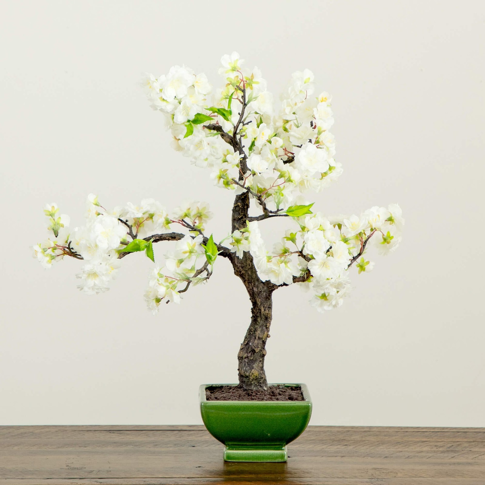 Nearly Natural Cherry Blossom Bonsai Artificial Tree in White/Black