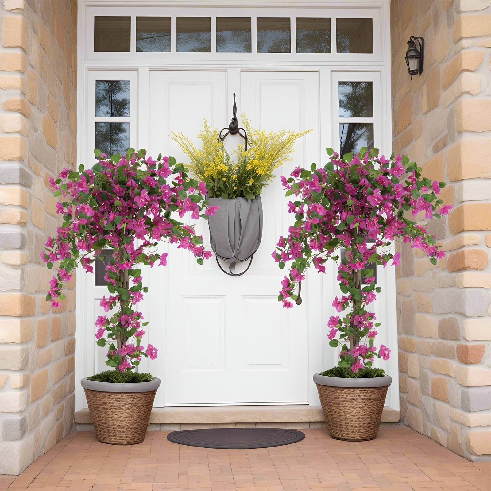 5ft Artificial Bougainvillea Tree, Large Silk Faux Bougainvillea Plant with P…