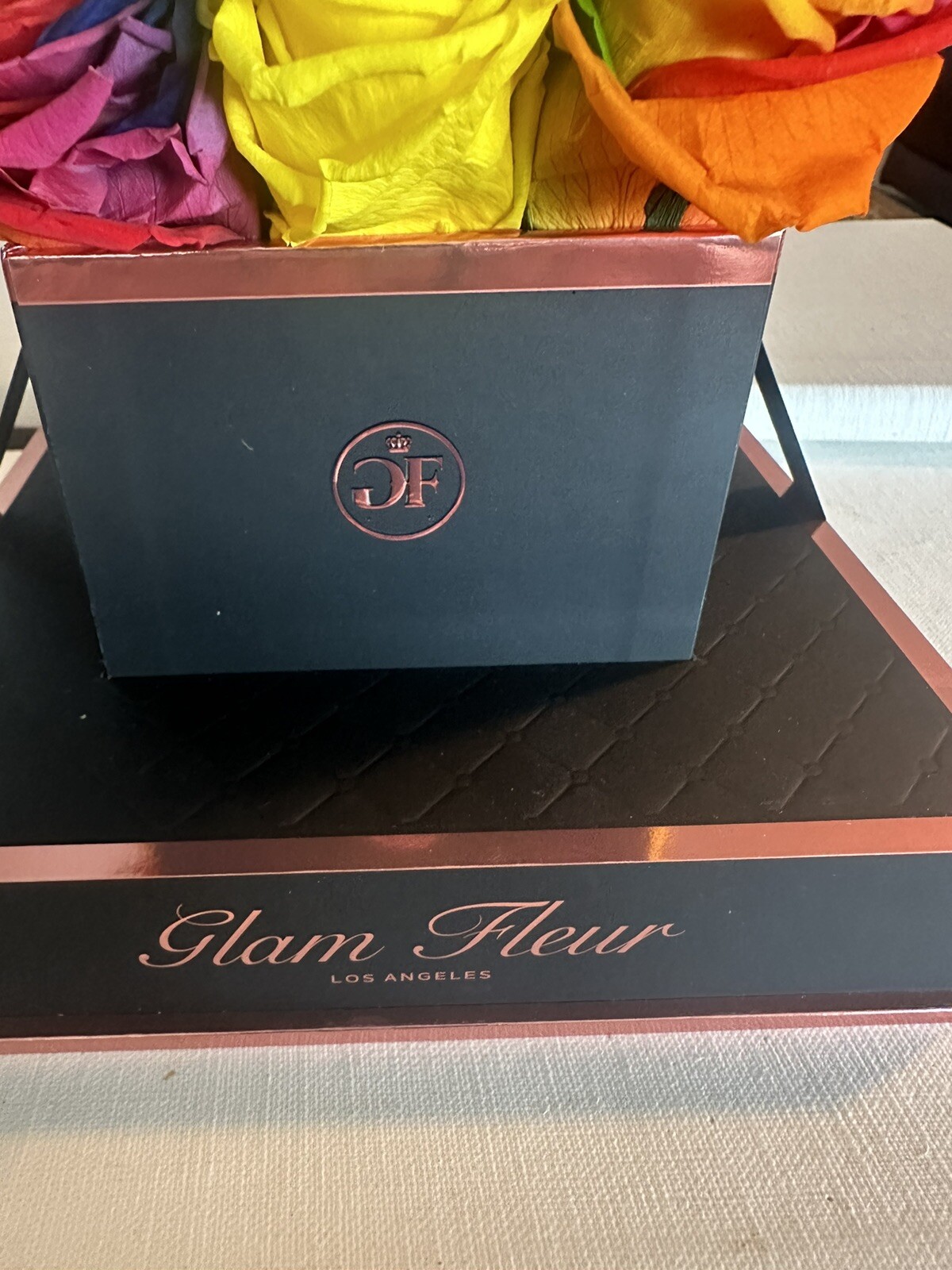 Glam Fleur Preserved 9 Yellow And Colorful Real Roses in Square Gift Box