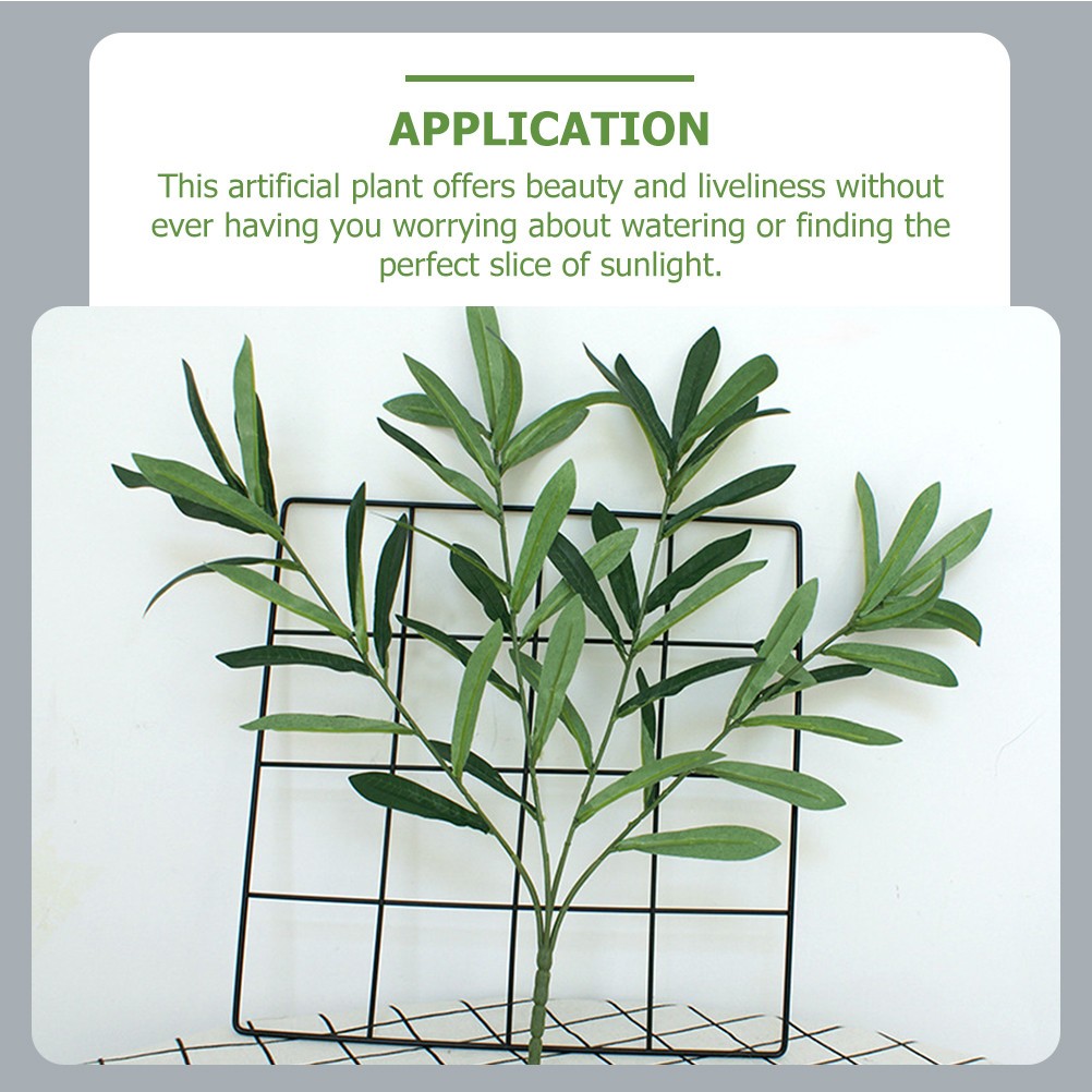 3Pcs Plastic Artificial Plants Green Fake Leaves for Office Home Table Display