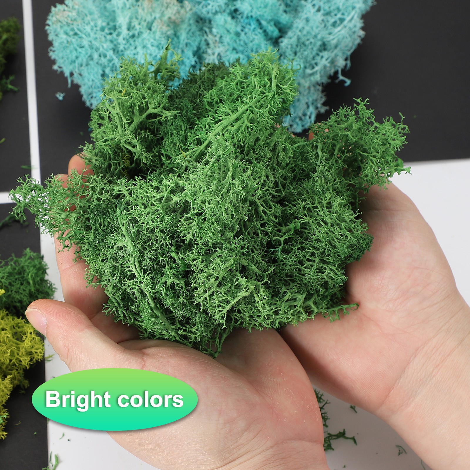 7oz Fake Preserved Reindeer Moss, Blue Green