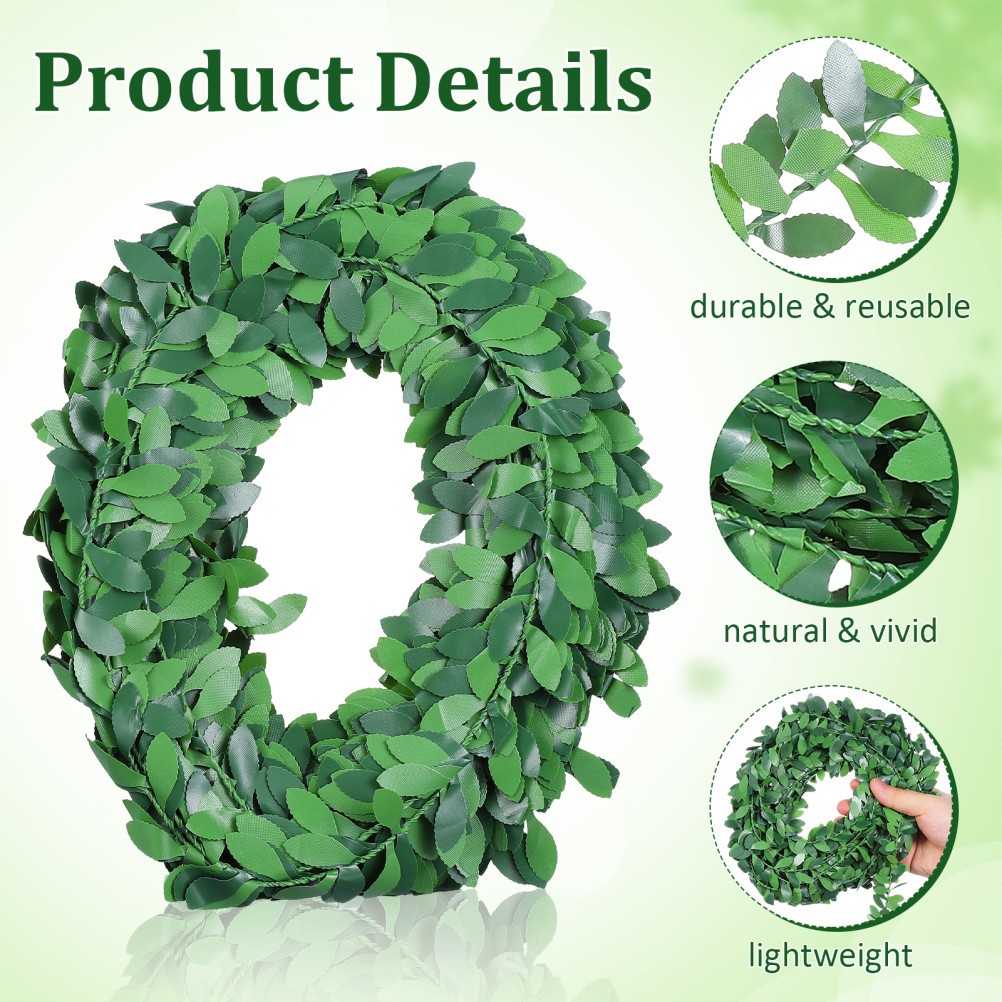 Natural Look Green Leaves Vine Garland for Floral Headbands and Event Decorating