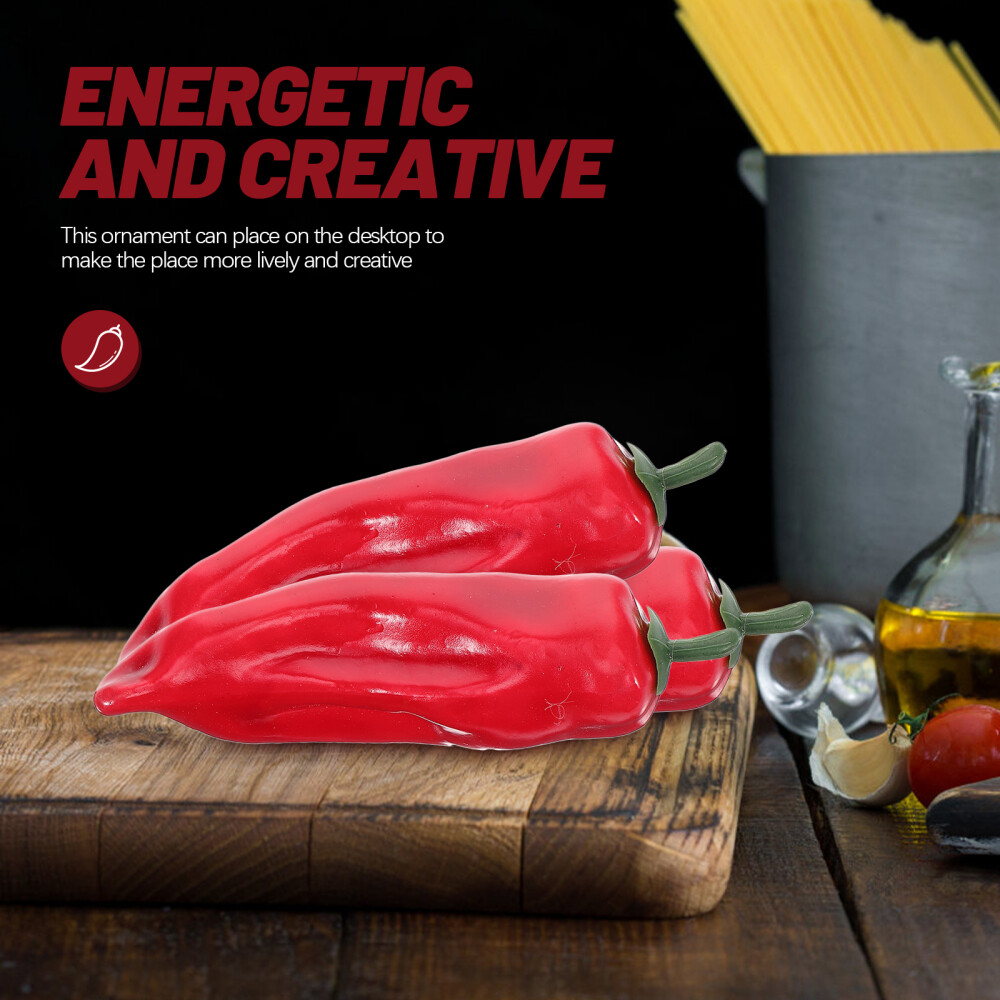 3PCS Red Lifelike Artificial Peppers Simulation Chili