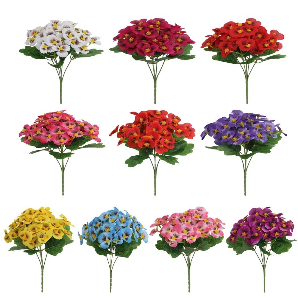 Silk Pansy Artificial Flowers Mixed with Butterfly Orchid for Table Decor