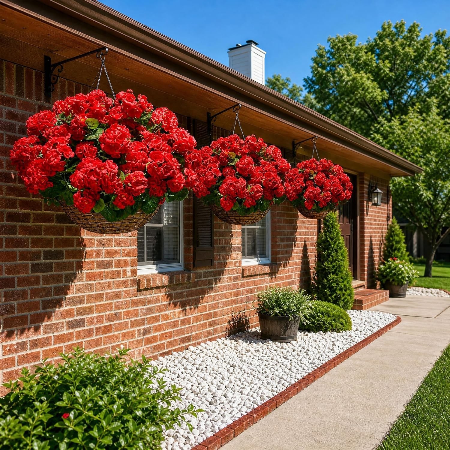 6 Bundles of Beautifully Crafted Silk Geraniums – Ideal for Porches and Gardens