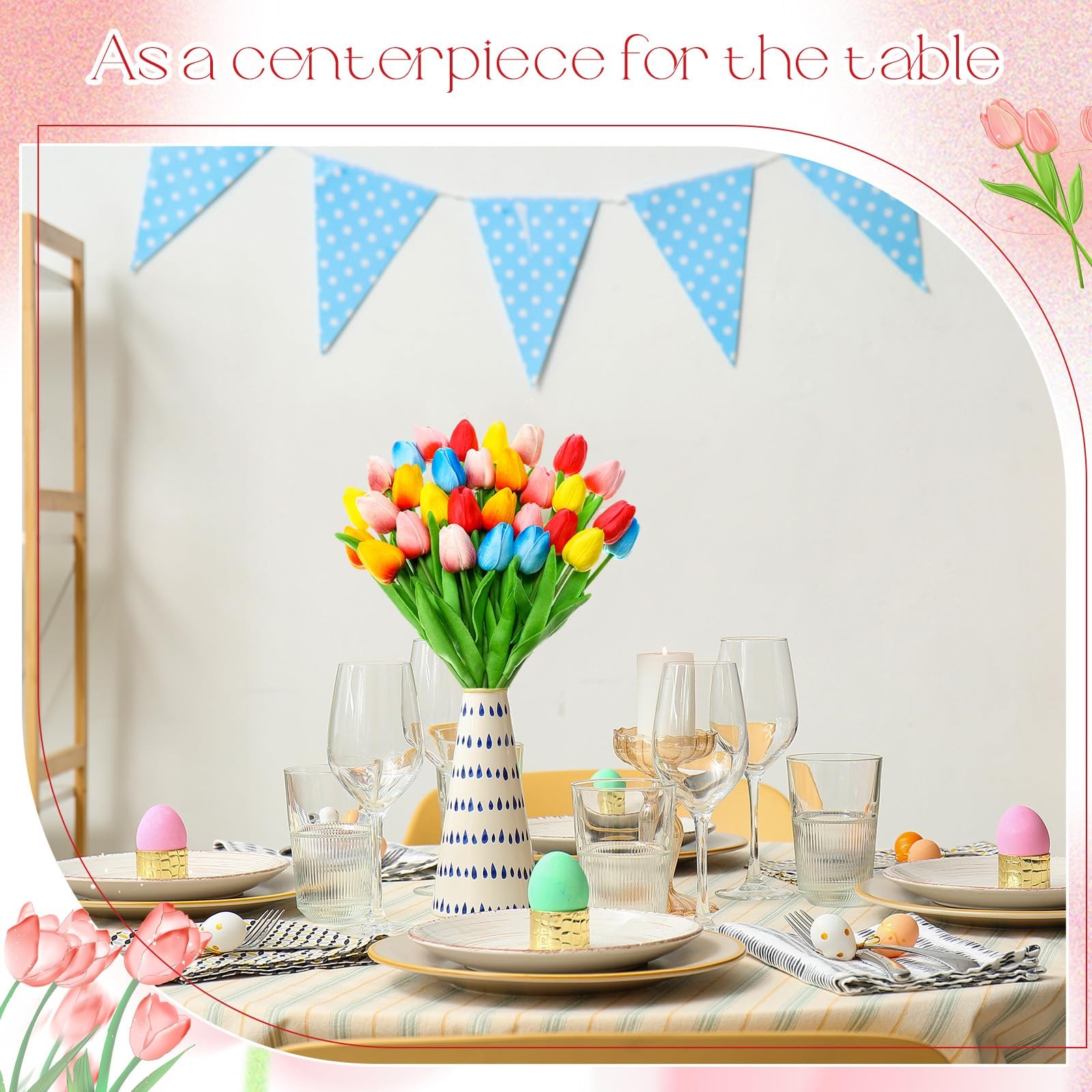 30 PCS Artificial Tulips Bouquet Faux Flowers Home Wedding Easter Gift Decor