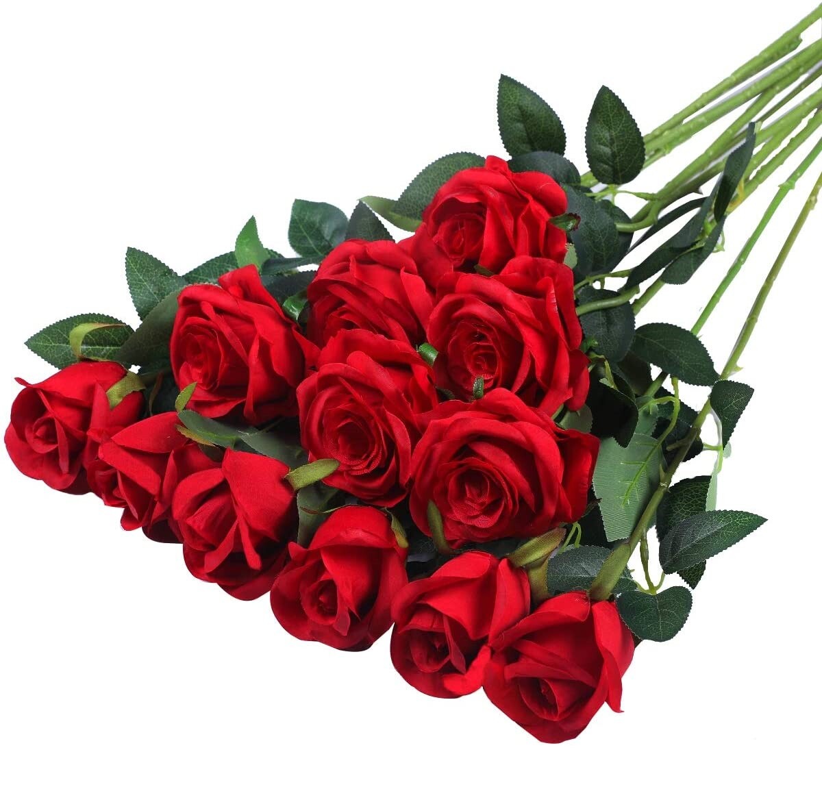 10/20PCS Artificial Silk Flowers Realistic Rose Bouquet Long Stem Wedding Decor