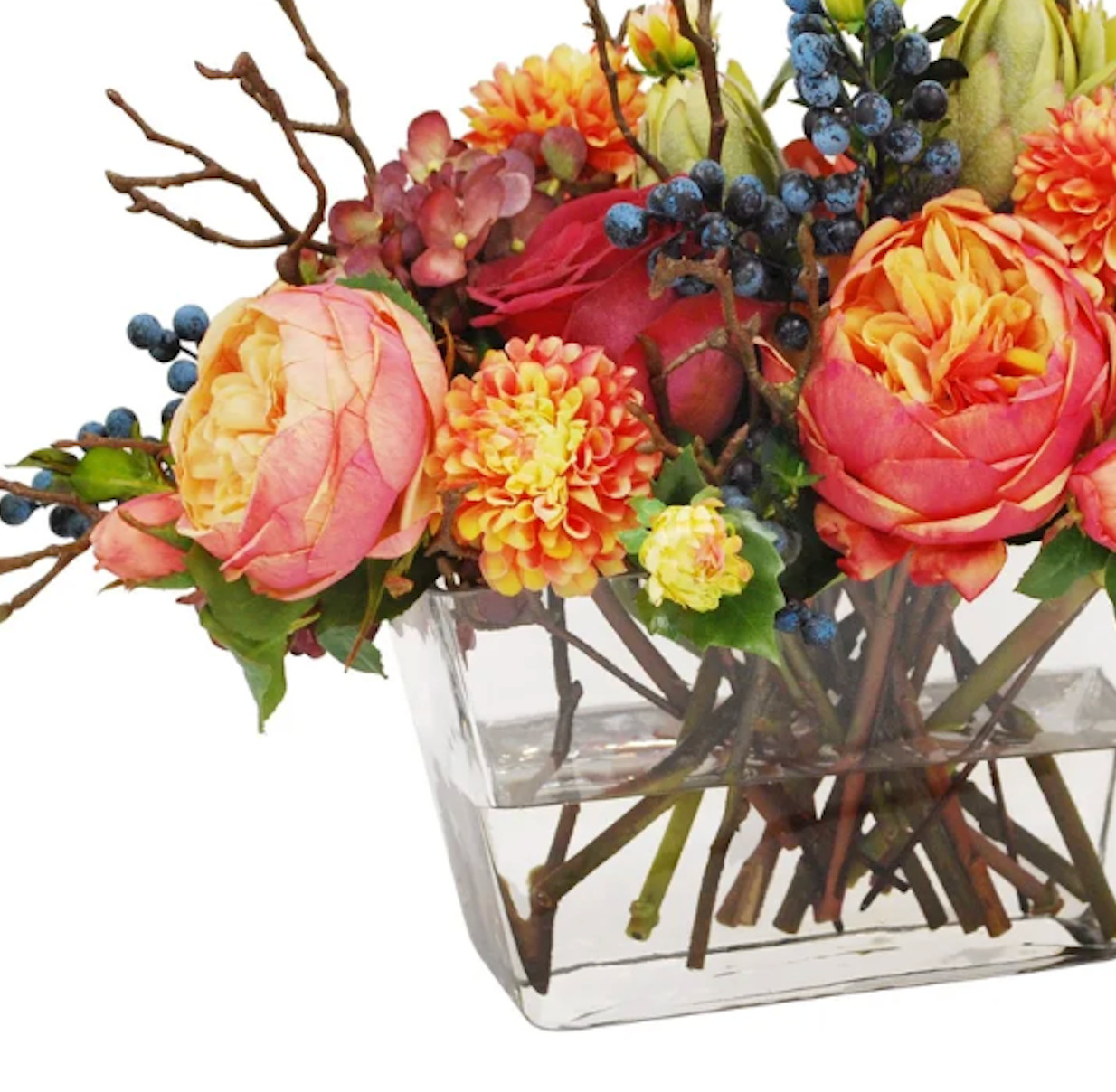 Winward Rose & Hydrangea Highest Quality Silk Floral in faux water arrangement