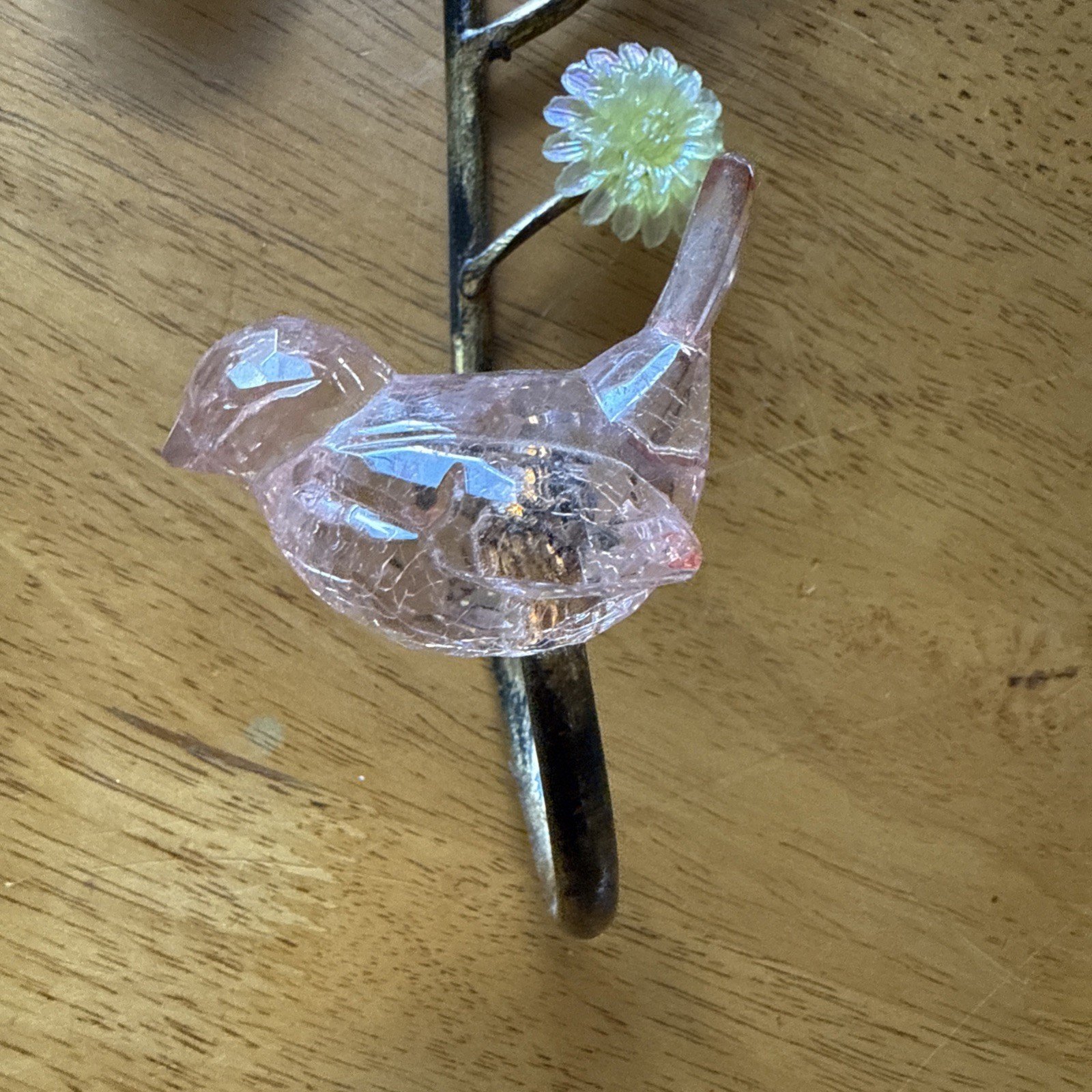 Bird & Flowers On Vine Springtime Wall Hanger Holder Hook Cottage Grannycore 12″