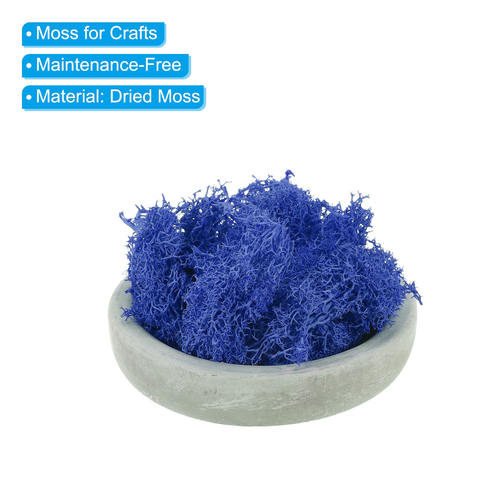1.8 OZ Fake Moss Preserved Reindeer Moss Artificial Moss Lichen Dark Blue