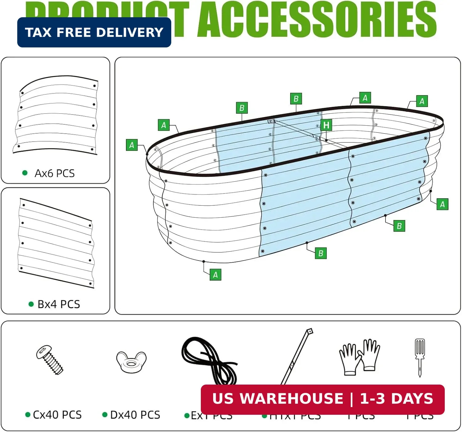 SnugNiture Galvanized Raised Garden Bed, 4x2x1ft Oval Metal Planter Box for Plan