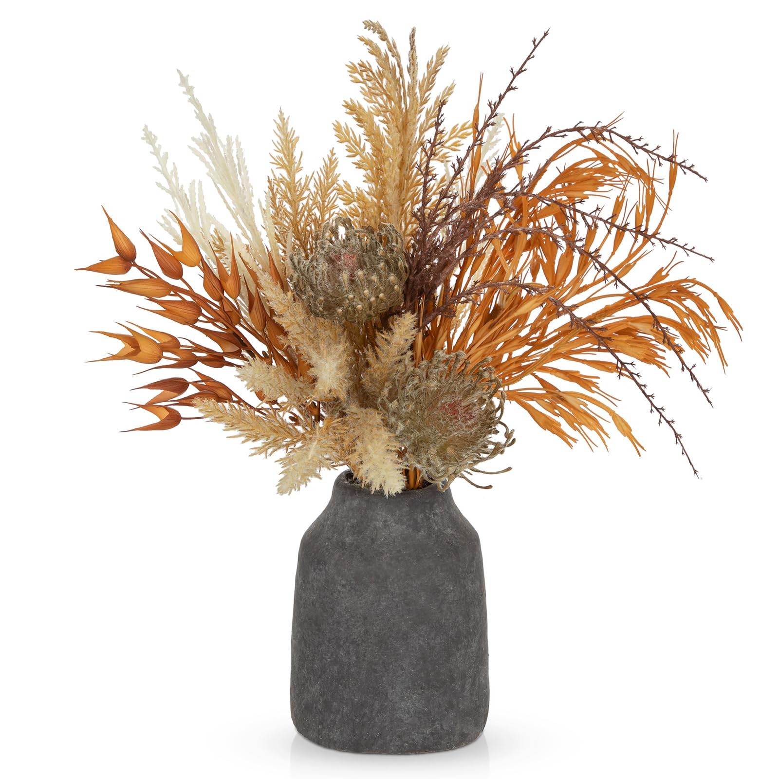 Faux Fall Pampas Grass Decor with Vase, Artificial Pampas Grass Flowers Bouqu…
