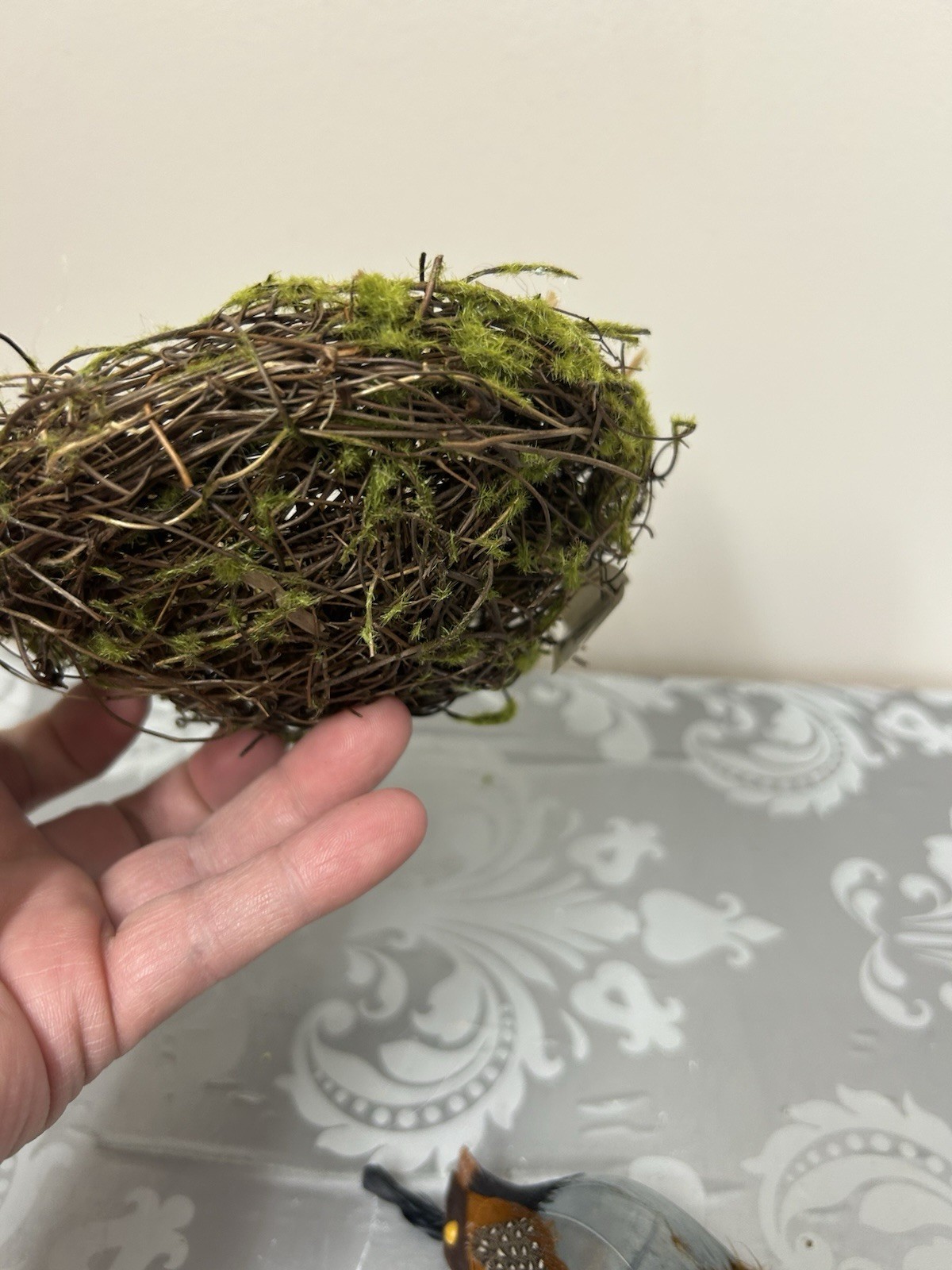 Feathered Artificial Birds And Nest Beautiful Home Decor