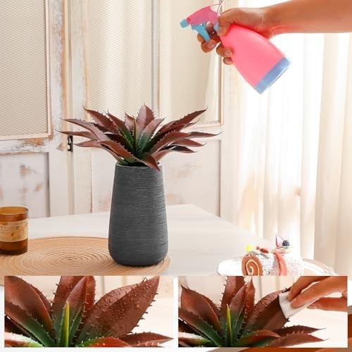 JUSTOYOU Large Artificial Succulents Aloe Plants Real Touch Fake Large, Red