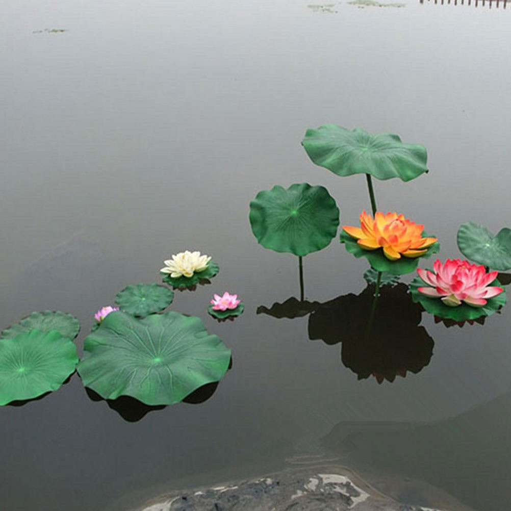 12 Pcs Artificial Lotus Leaves EVA Material for Decorative Party Fish Tank