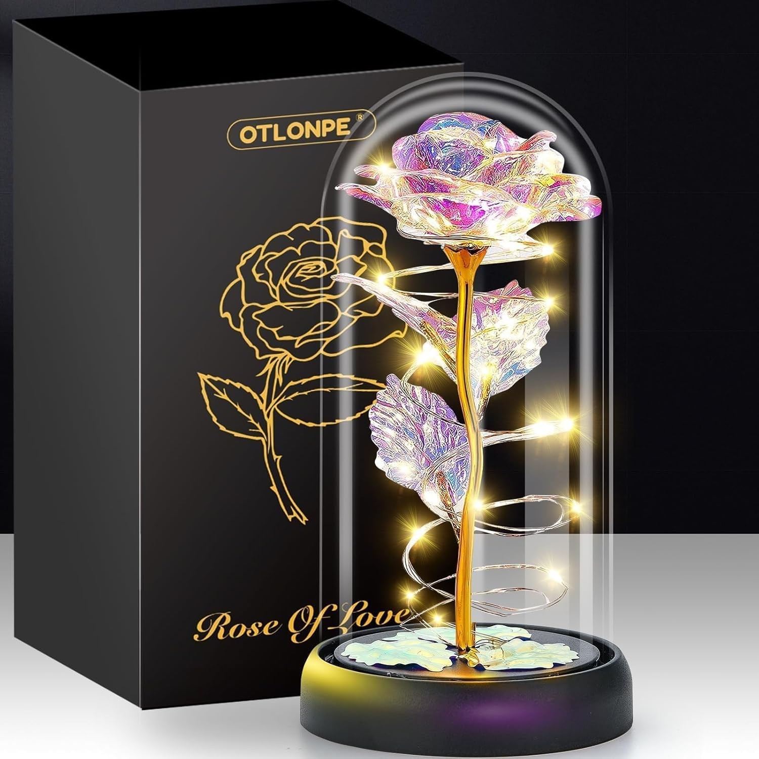 Otlonpe Forever Glass Rose Flower – Mom Womens Gifts for Christmas Valentines Mo