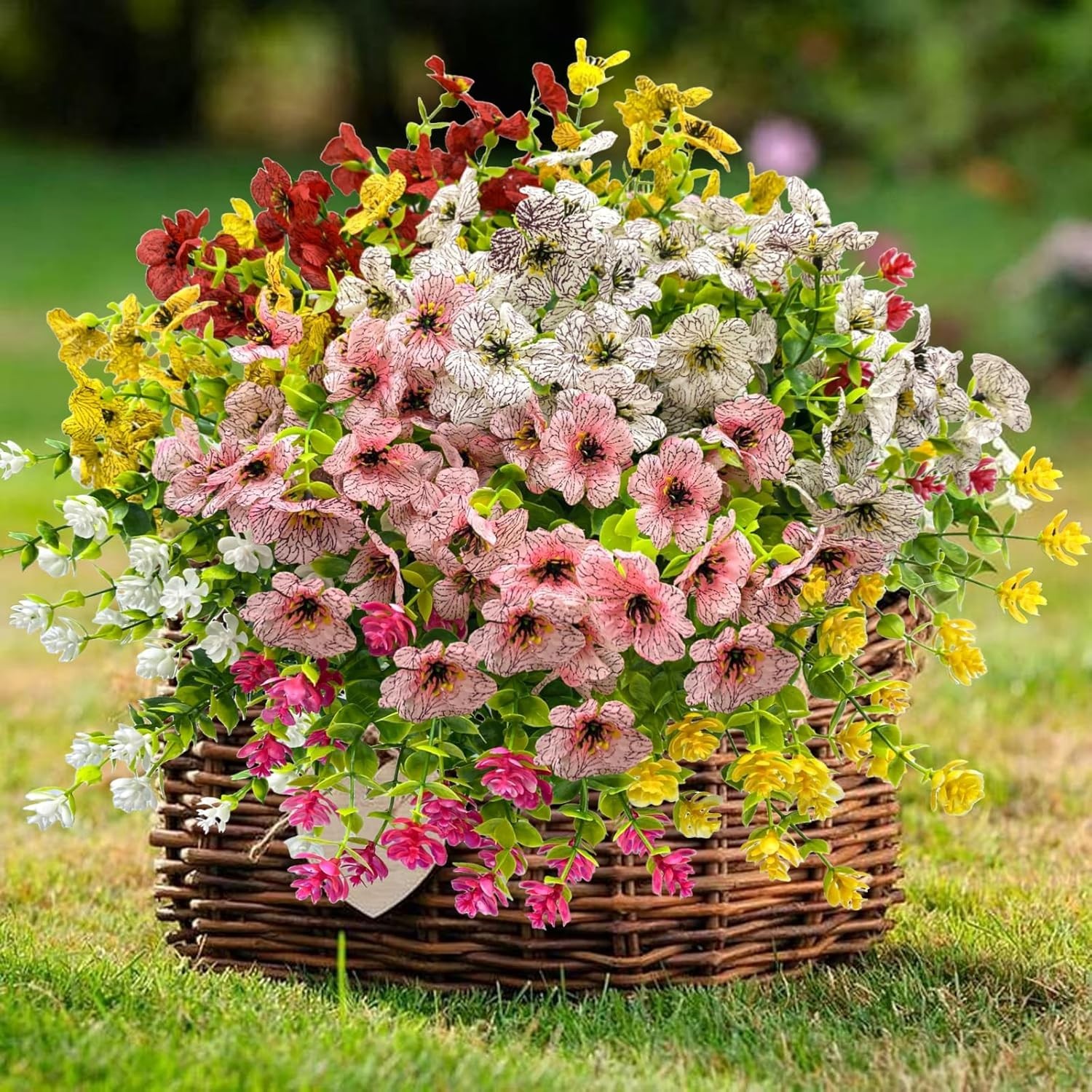 12-Piece Colorful Artificial Flowers Bundle – Perfect for Indoor and Outdoor Use