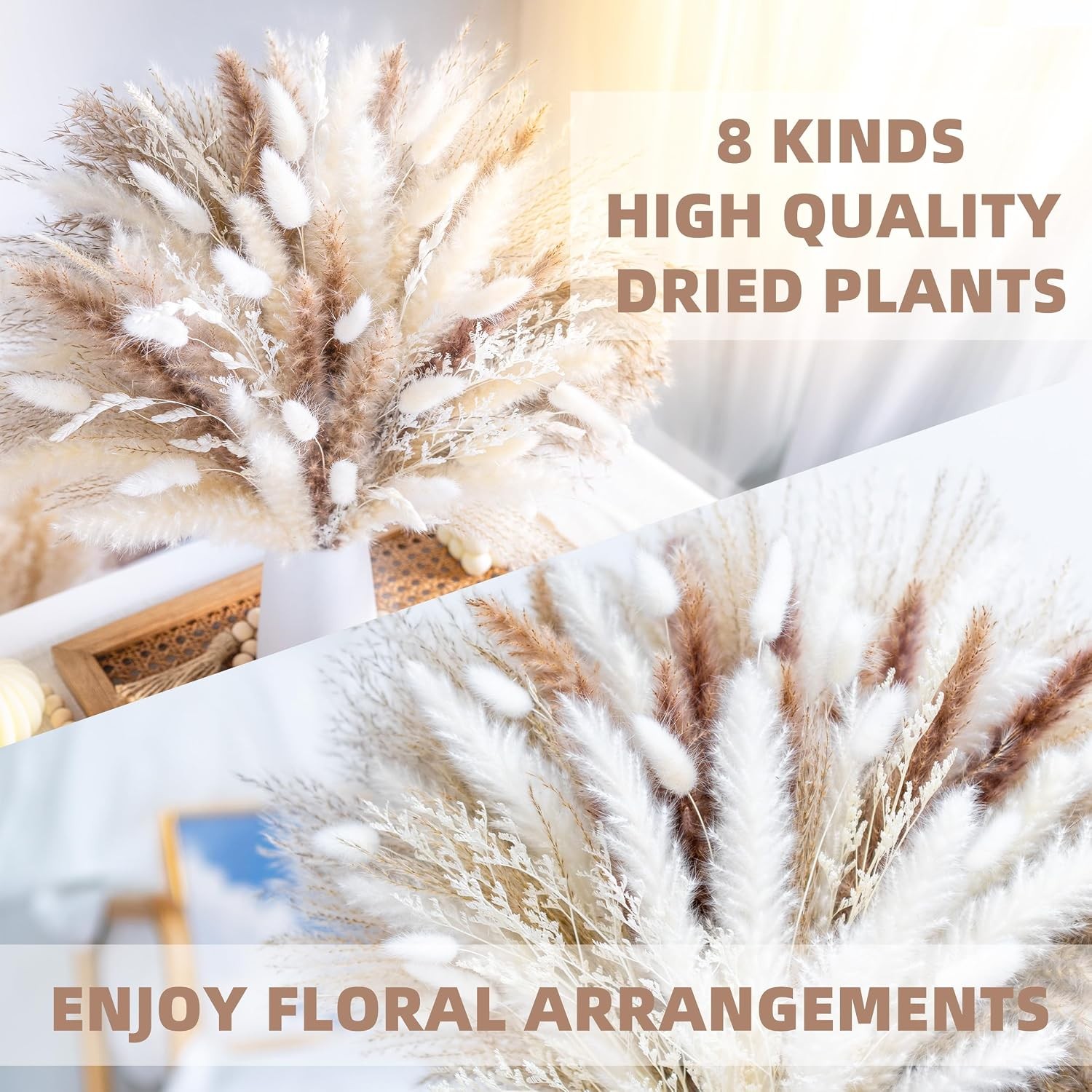 Dried Pampas Grass Phragmites Natural Boho Home Decor 96 Pcs Dried Flower