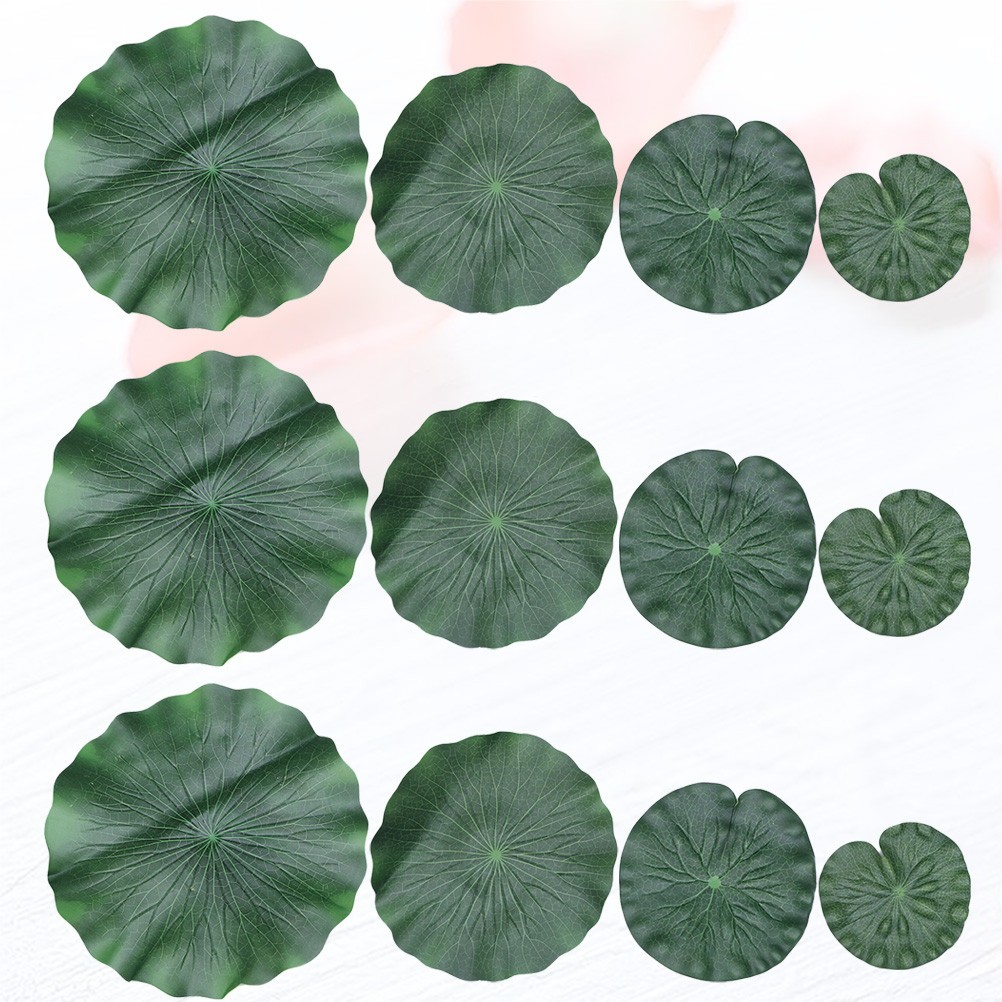 12 Pcs Artificial Lotus Leaves EVA Material for Decorative Party Fish Tank