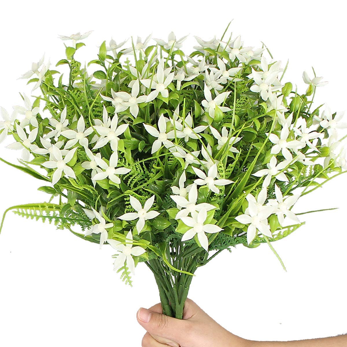 6Pcs Star Jasmine Artificial UV Resistant Flowers Outdoor Plastic Flowers