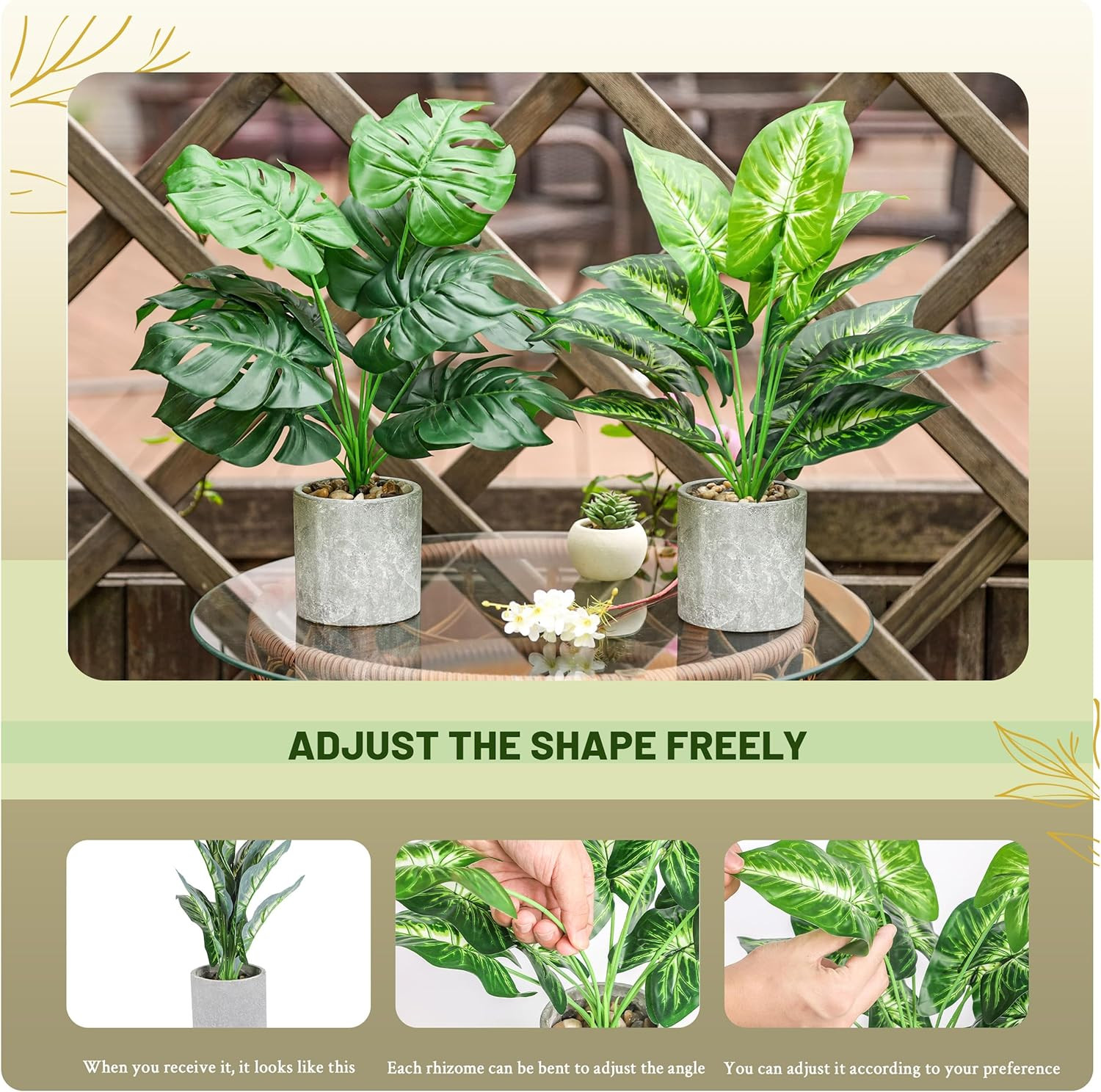 Set 2 Plantas Artificiales 16 Pulg Plantas Tropicales Falsas Decoracion Oficina