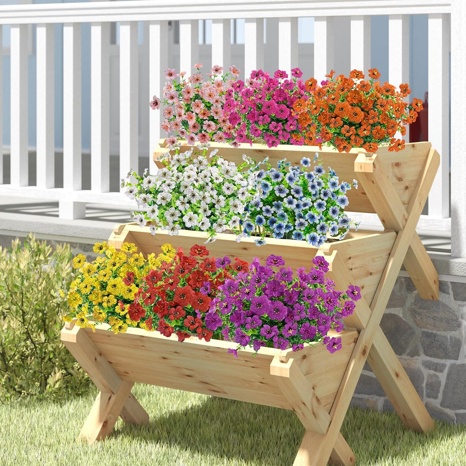 72 Bundles UV Resistant Fake Flowers for Home, Garden & Holiday Decor