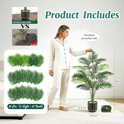 44″ Fake Palm Tree Artificial Tree Faux Plant for Indoor and 44in-Fake Palm