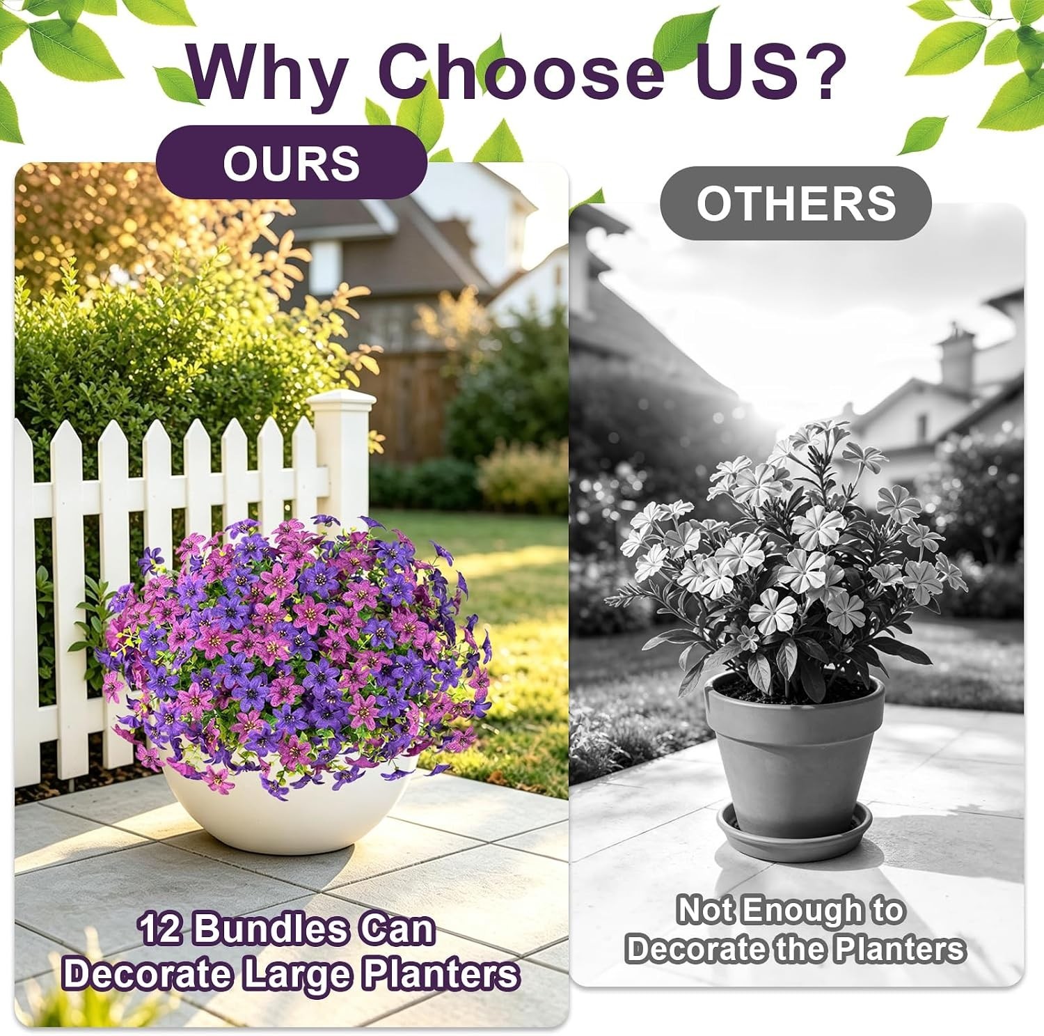 12 Bundles Artificial Mums Flowers 252 Heads UV Resistant Faux Daisy Purple