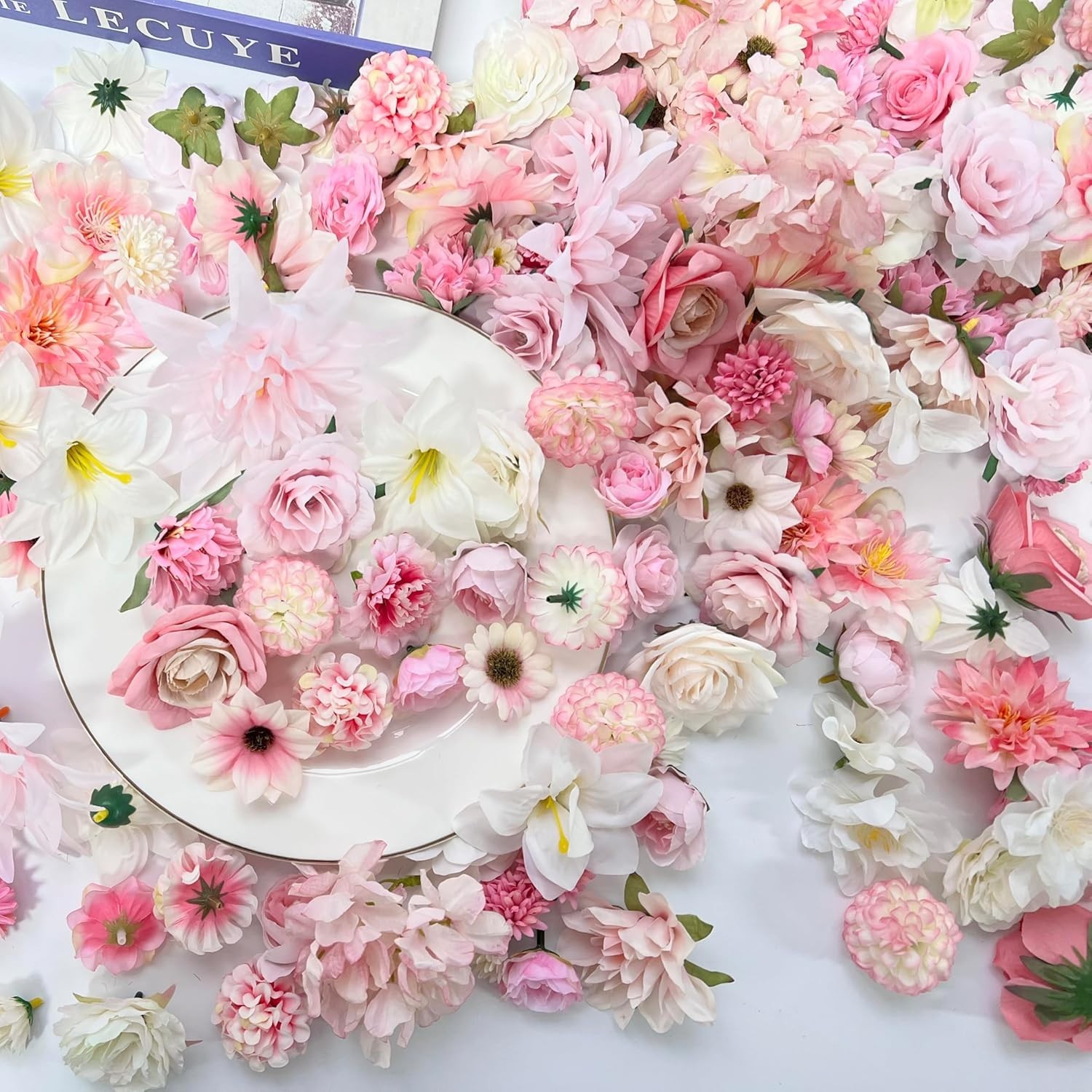 Bulk Artificial Pink Silk Rose Flower Heads for DIY Crafts and Decorations