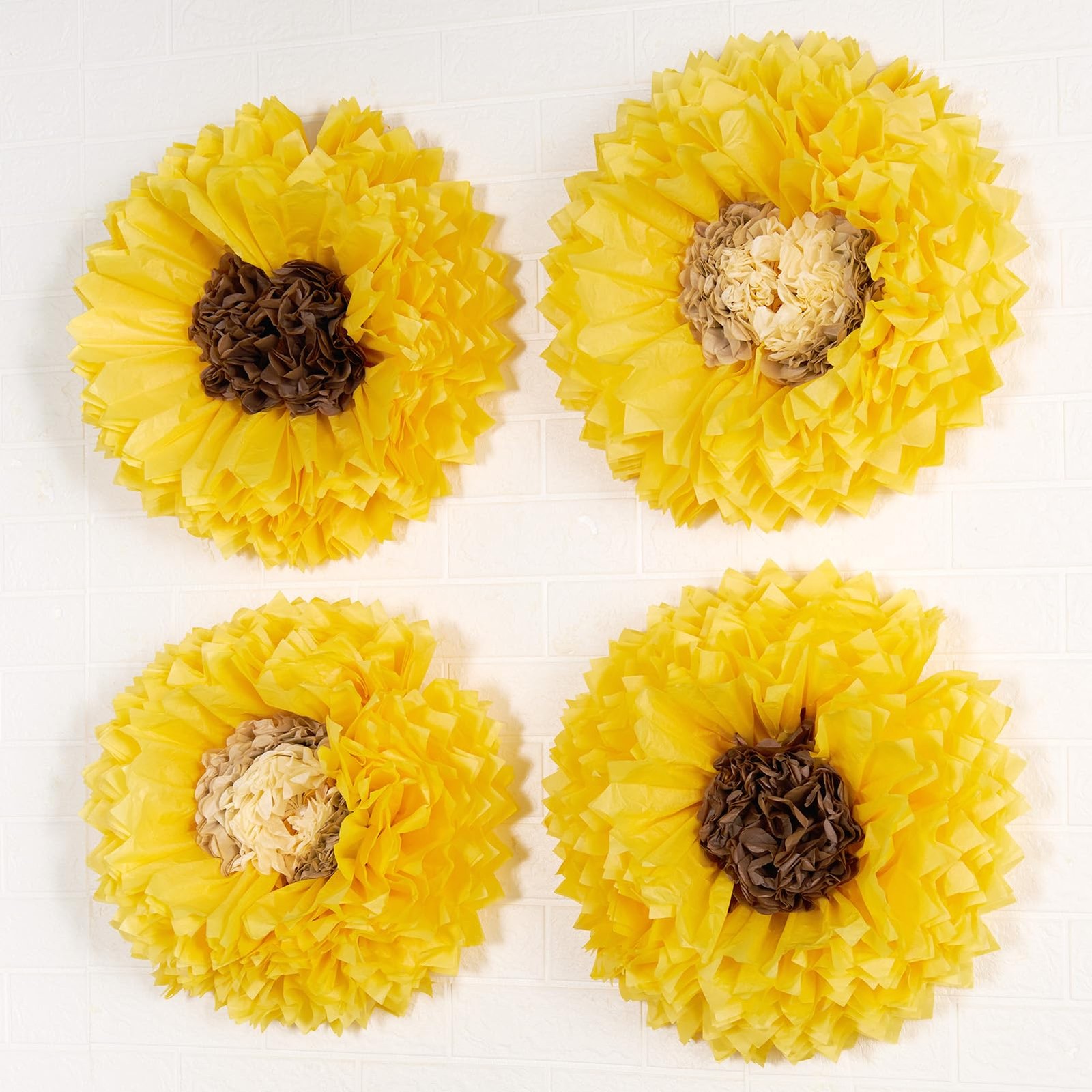 Giant Yellow Sunflower Tissue Paper Flowers Wall Decor Pom Poms 19 In
