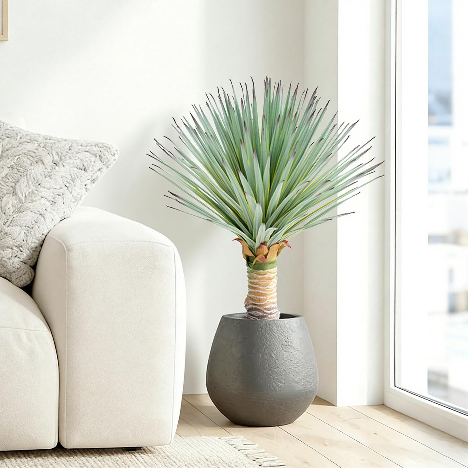 Best 2ft Artificial Agave Plant with 160 Leaves, 23.6inch Faux Floor Large Fake