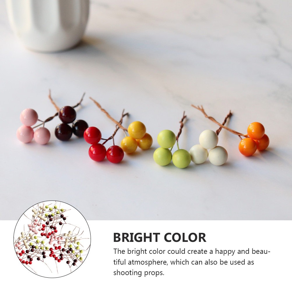140Pcs Reusable Simulation Berries Artificial Berries Decoration Assorted Color