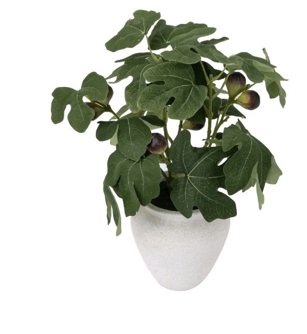 Better Homes & Gardens Artificial Fig Leaf in Tan Ceramic Vase, 13″