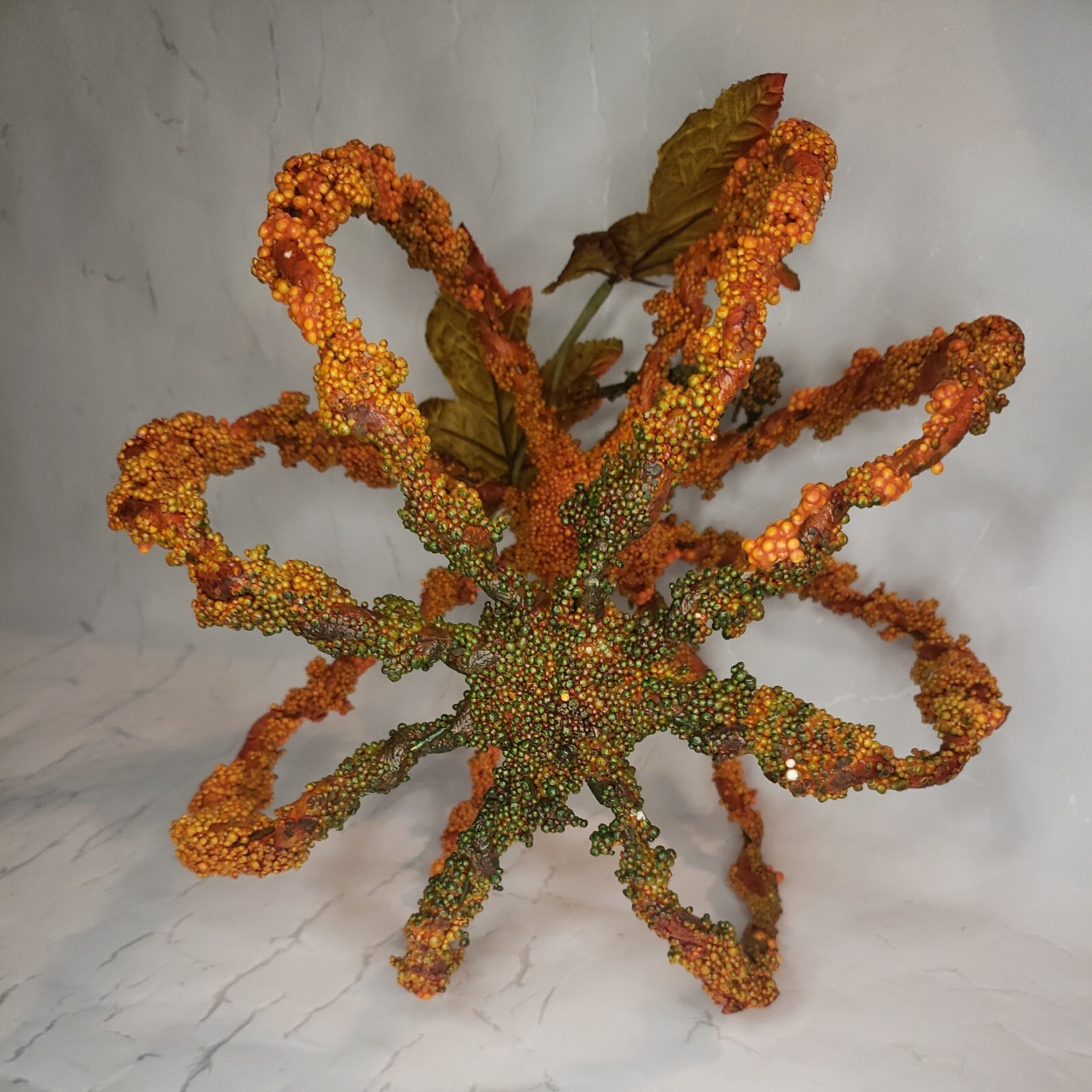 Autumn Pumpkin Artificial Vine Fall Leaf Pumpkin Decor Display Centerpiece 10″