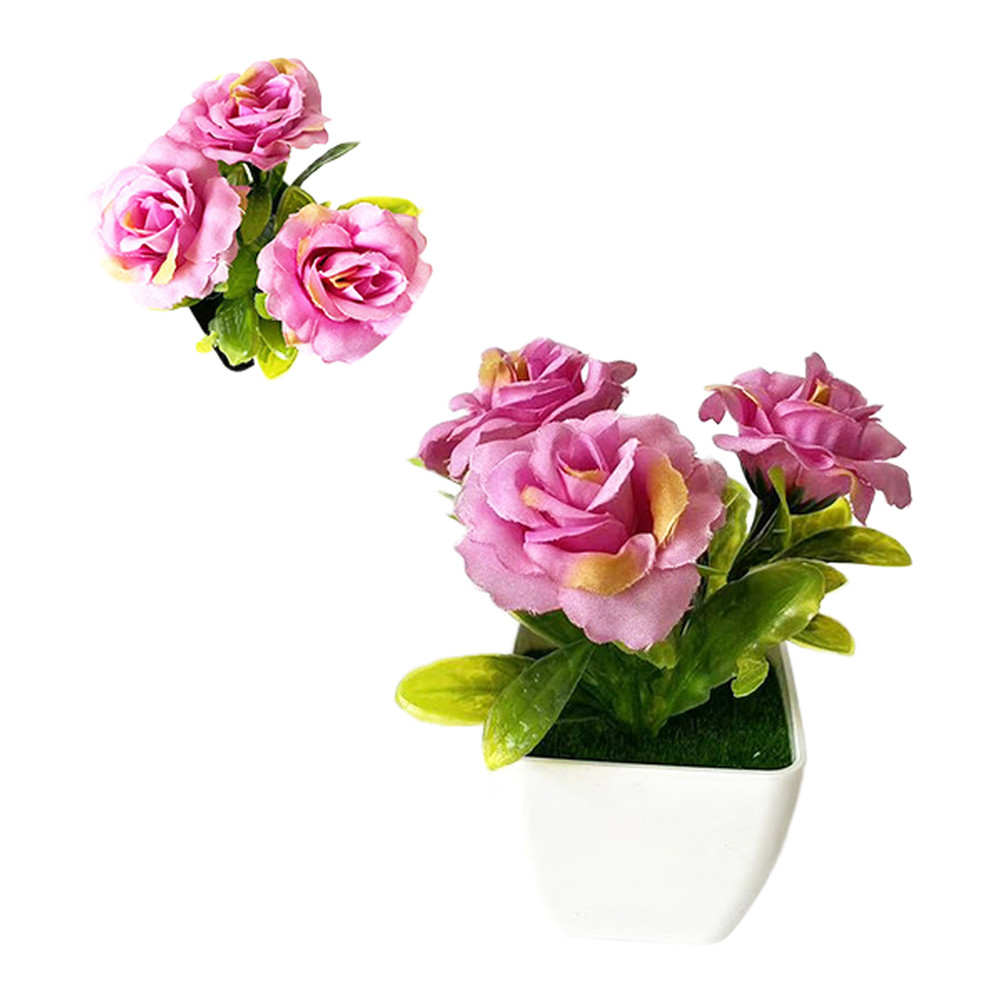 Decorative 3 Fake Plant in White Square Pot – For Home Office Wedding
