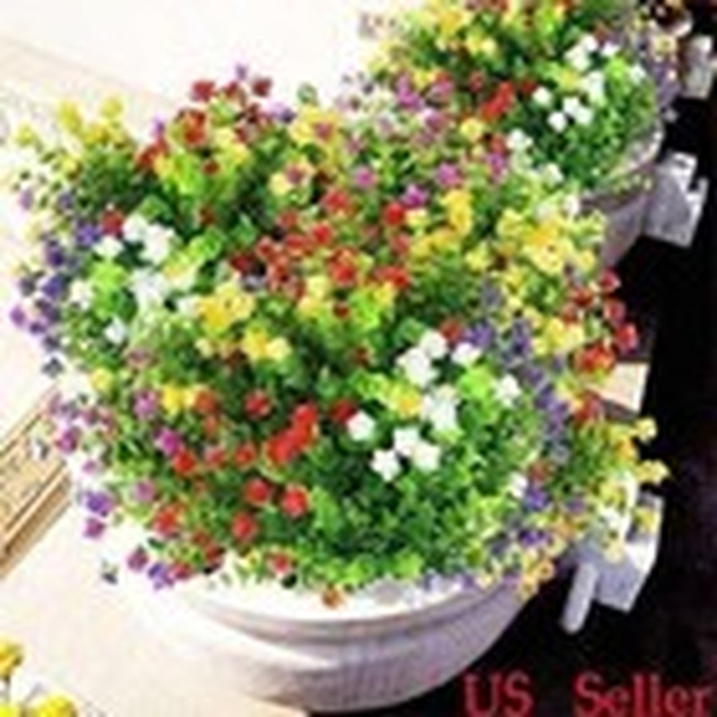 6/10Pcs Artificial Flowers Fake Outdoor UV Resistant Boxwood Plants Shrubs Decor
