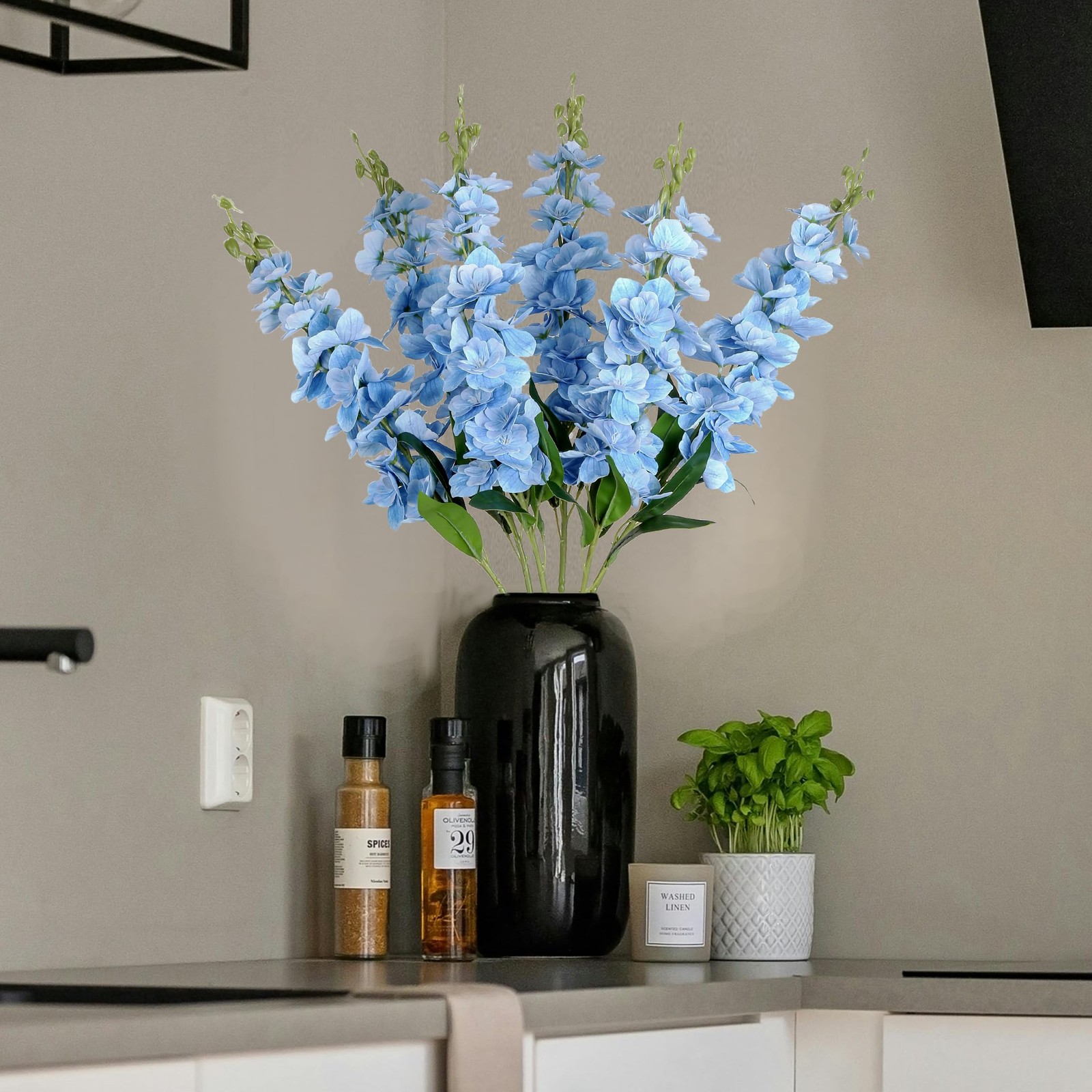 Blue Delphinium Artificial Flowers6PCS Faux Snapdragon Flowers 33″ Silk Larks
