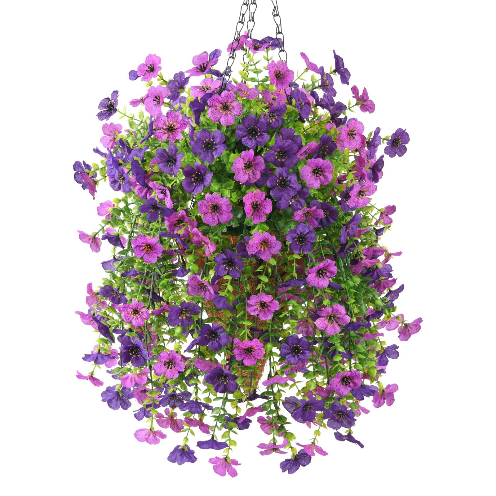 INQCMY Artificial Hanging Flowers with Basket for Spring Outdoor Decoration 3…
