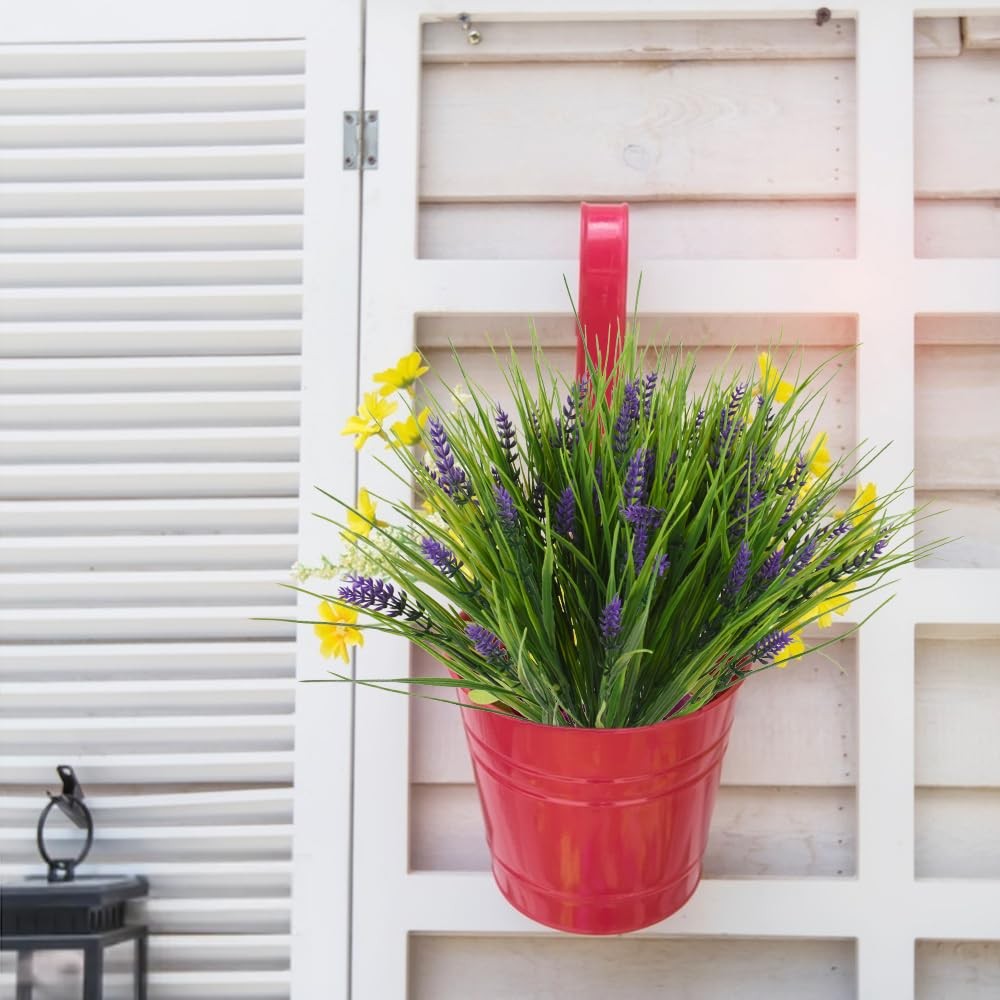 Artificial Outdoor Plant Fake Monkey Grass with Flowers, 12 Bundles Faux Gree…