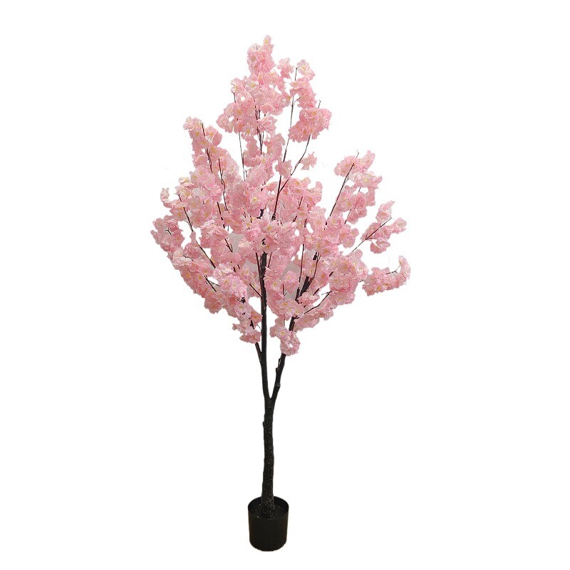 Simulation plant pot decoration bionic green plant fake green pink cherry tree