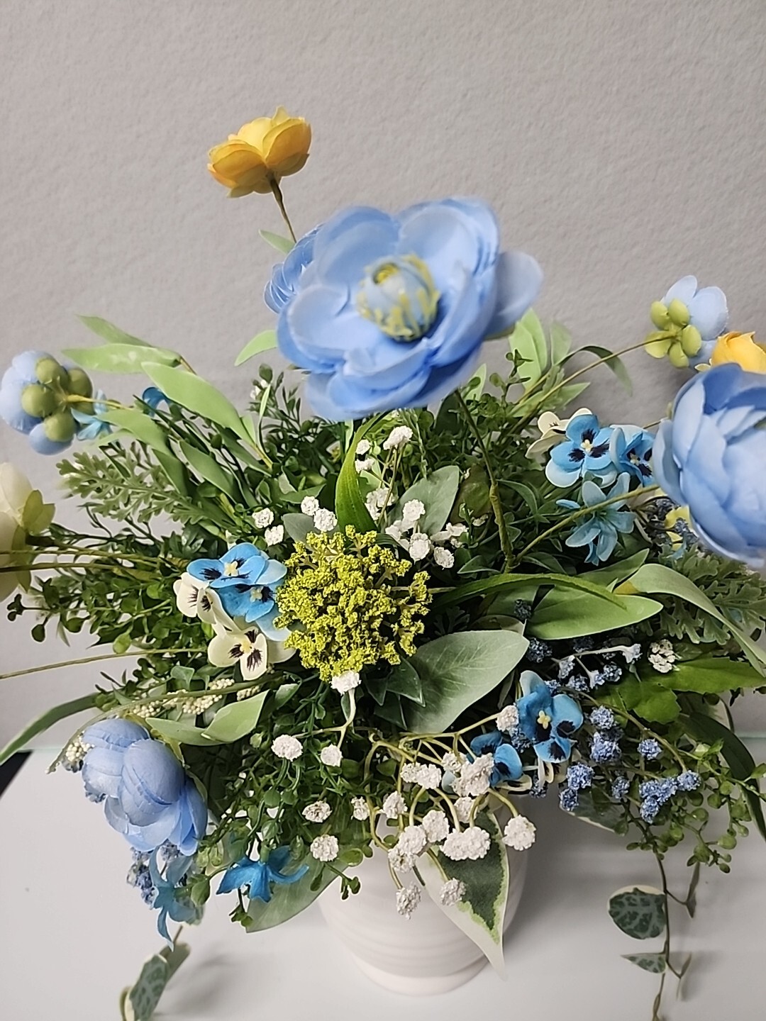 HANDMADE 18 X 17 Faux FLOWER ARRANGEMENT