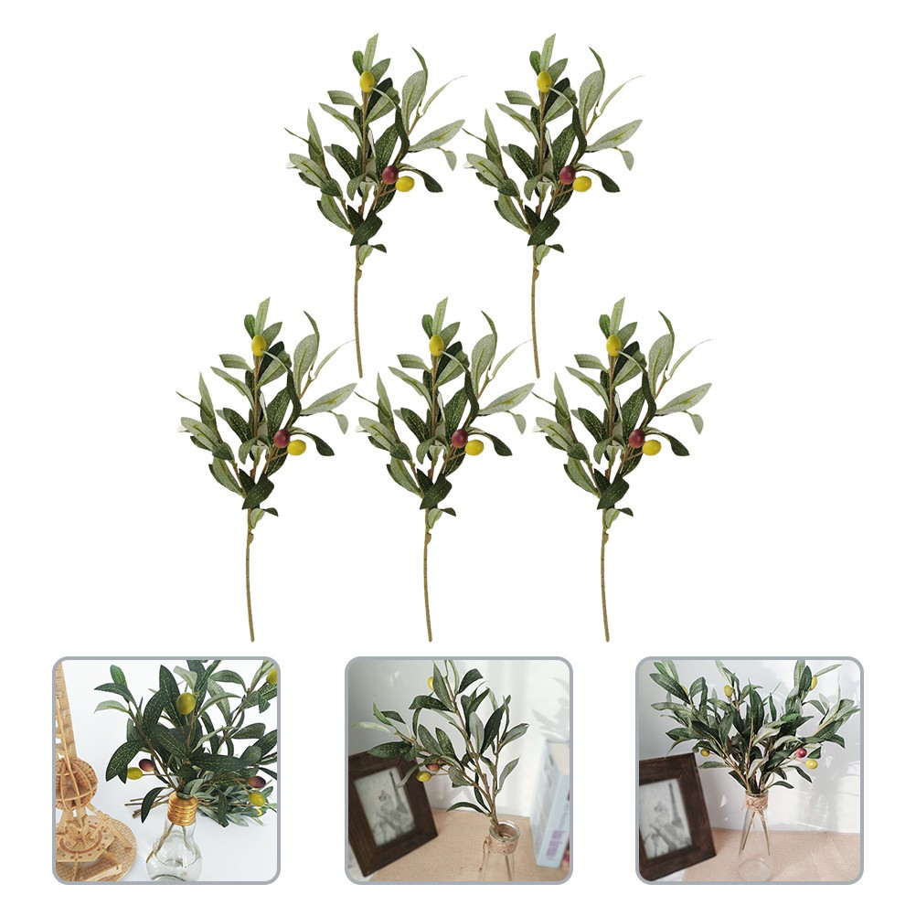 5Pcs Artificial Branches Green for Flower Arrangement and Wall Decor