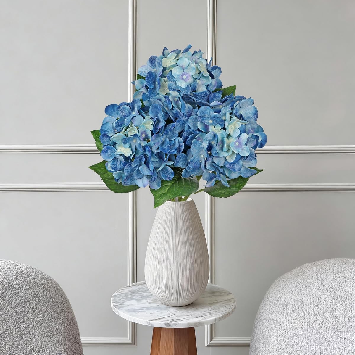 22″ Blue Hydrangea Artificial Flowers with Large Bloom, Silk Hydrangea Flower…