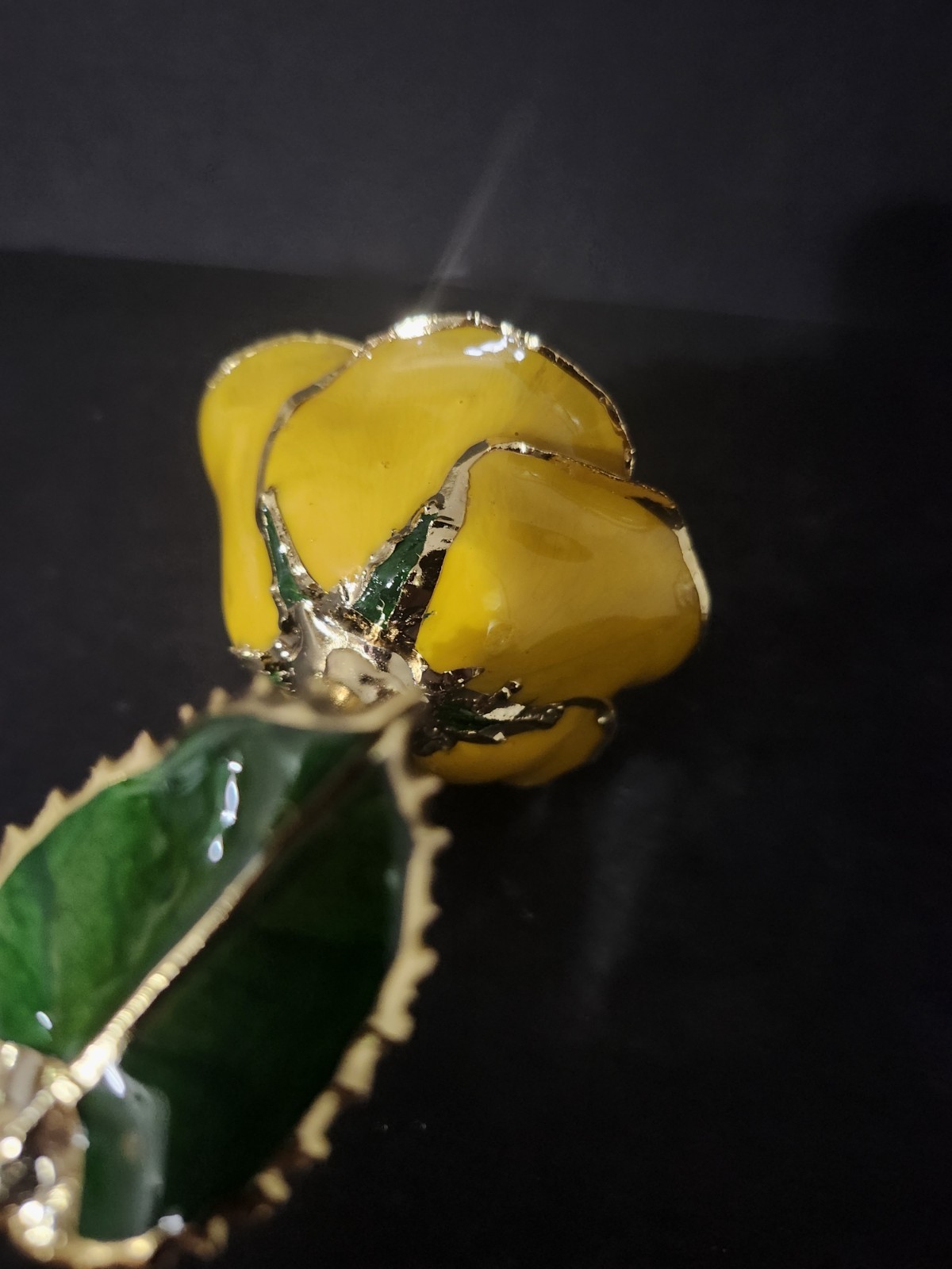 Vintage Real Yellow Rose 24K Gold Dipped Rose Preserved Flower