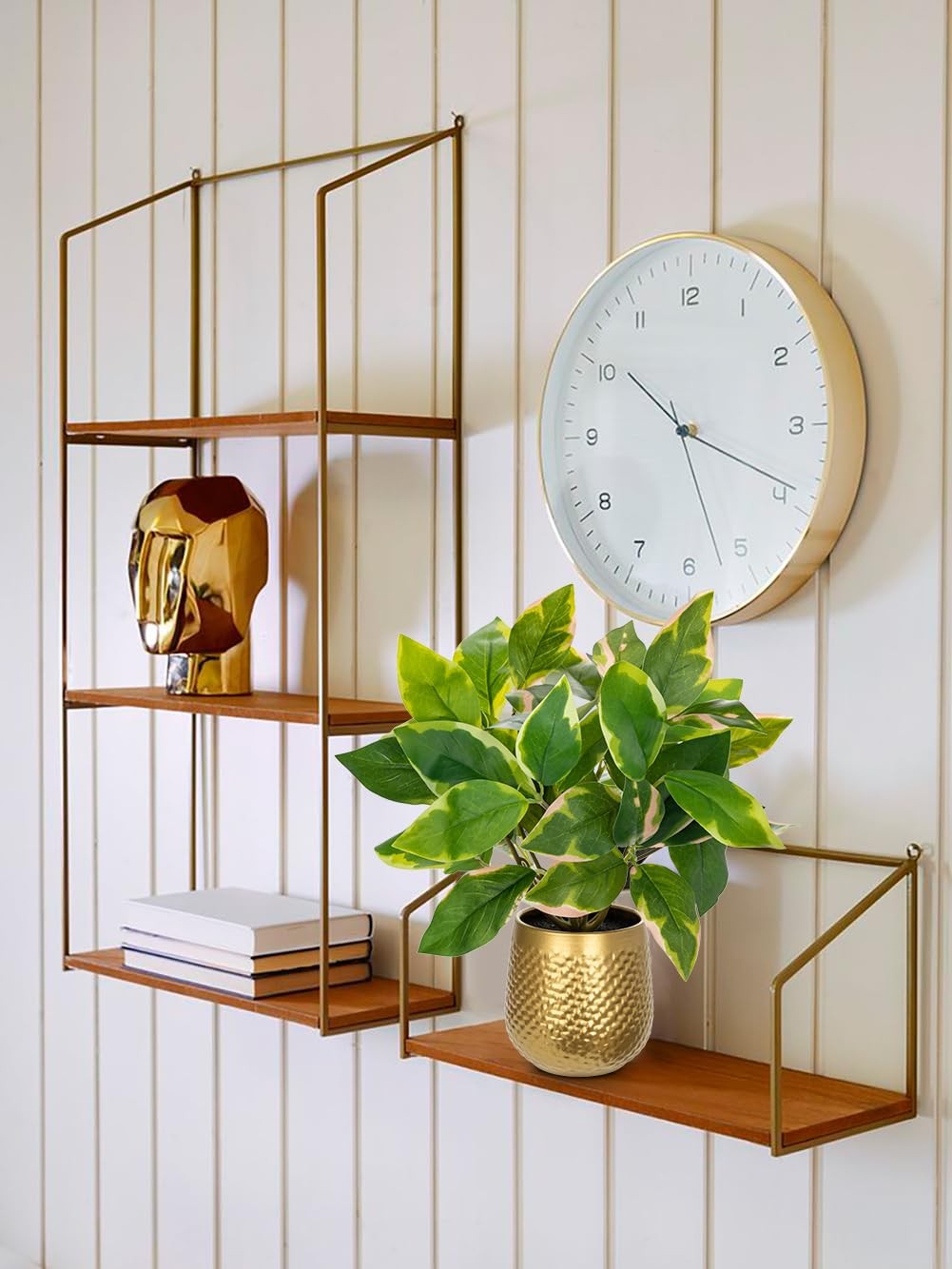 Artificial Plant Indoor Small Fake Potted Faux Pothos N Joy Gold Pot Desk