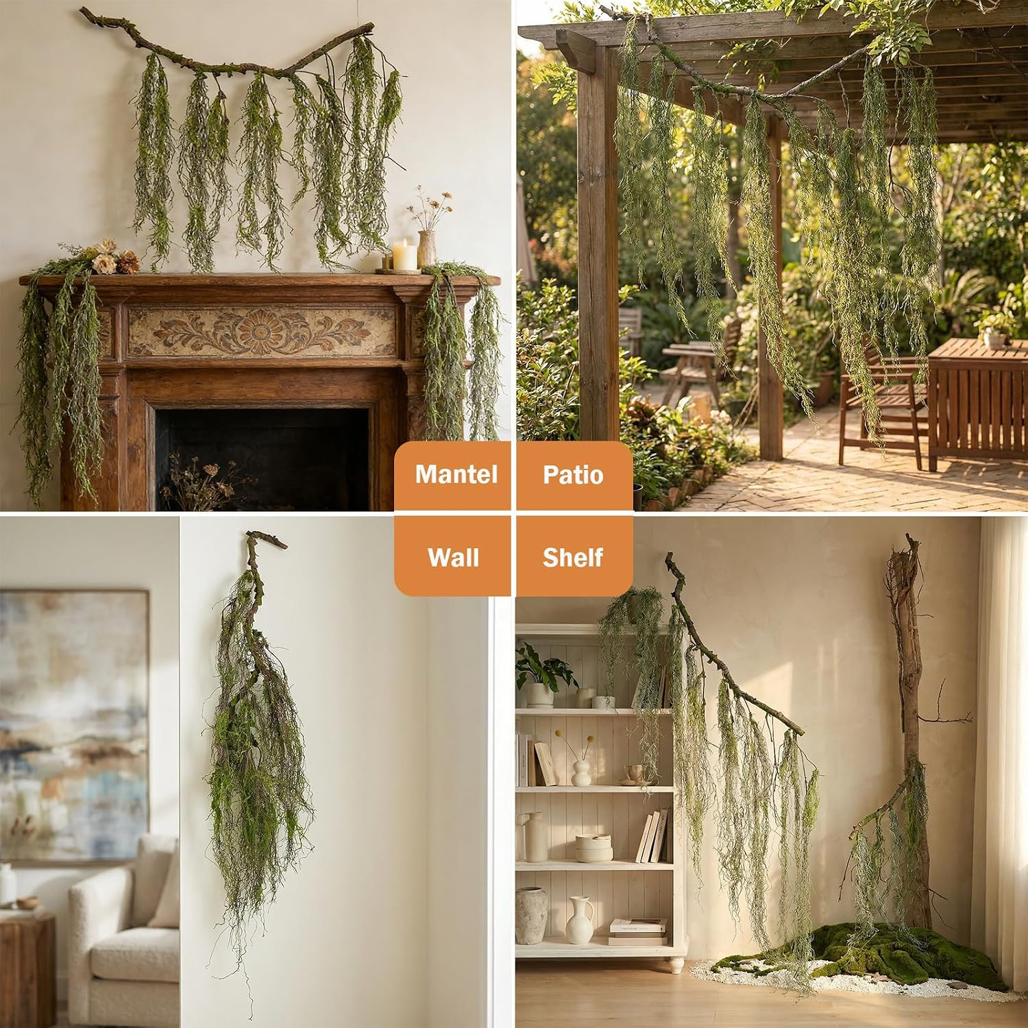 63Inch Curly Faux Weeping Willow Tree Branches Hanging Moss Halloween Decor | Ar