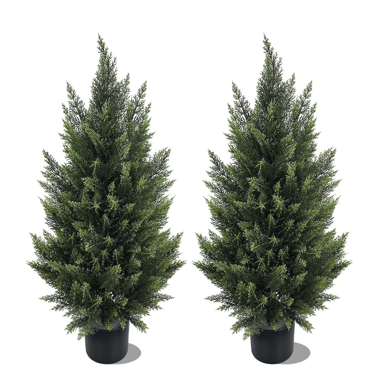 3ft Artificial Cypress Tree 2 Pack, Realistic Fake Evergreen Plant Garden Decor