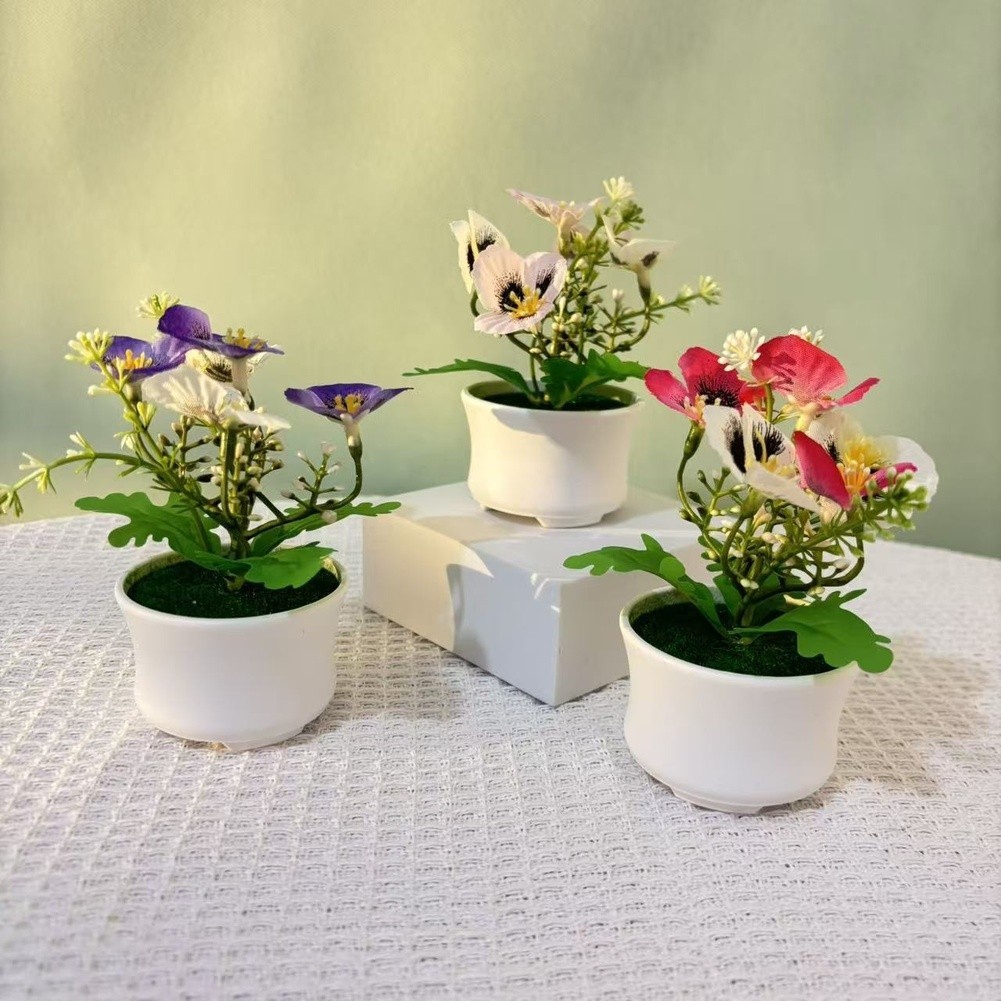 Realistic Artificial Phalaenopsis Orchid in Pot 12cm Height for Table Decor