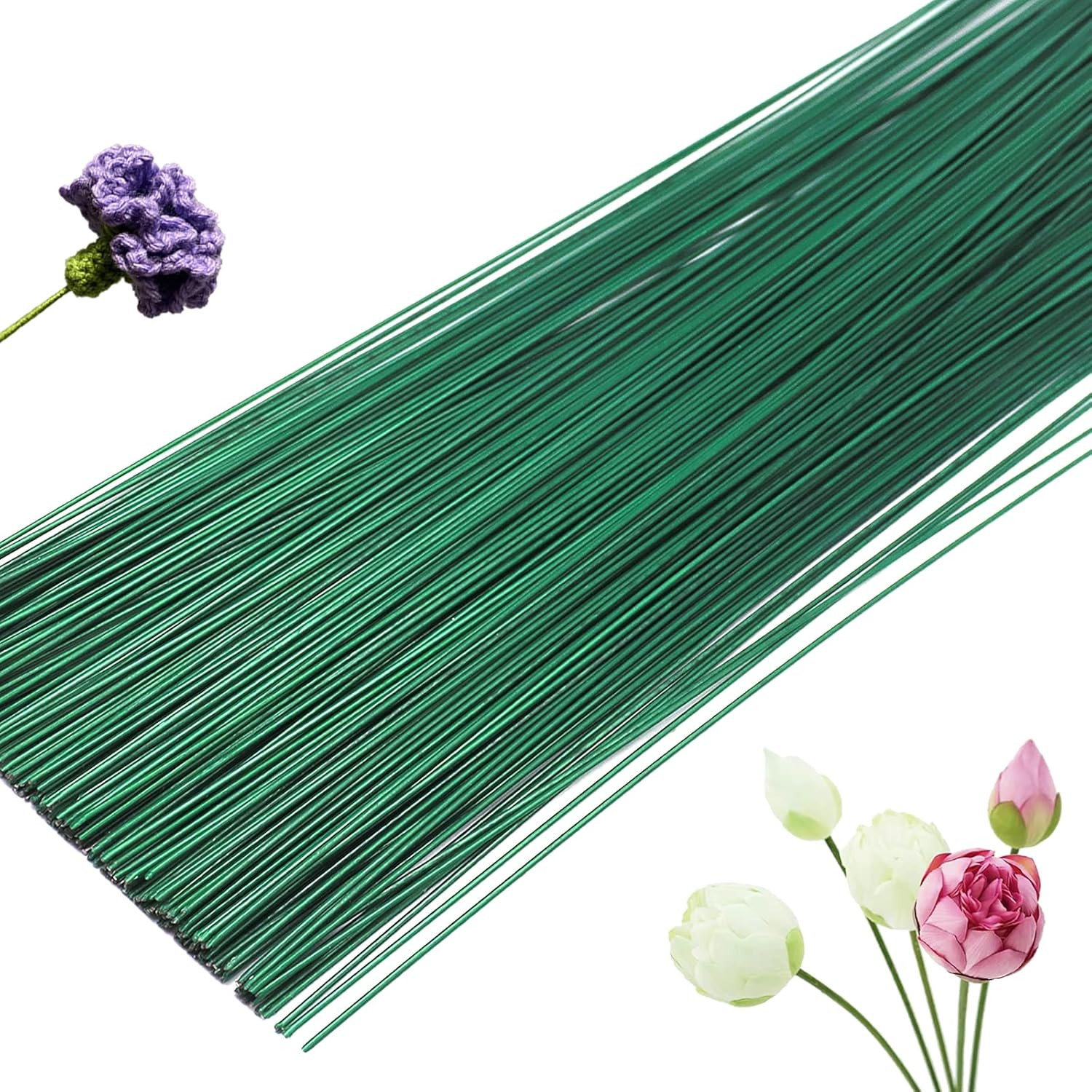 200 Pcs 16 Inch 22 Gauge Floral Flower Stem Wire for Flower Arrangements Bouquet
