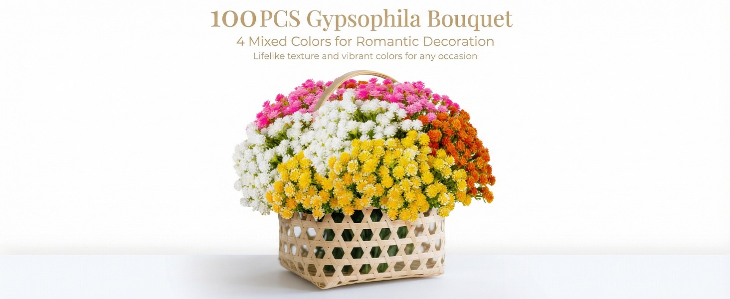 Baby Breath Flowers Artificial Bulk – 100 Mini Artificial Flowers | Mini Flower